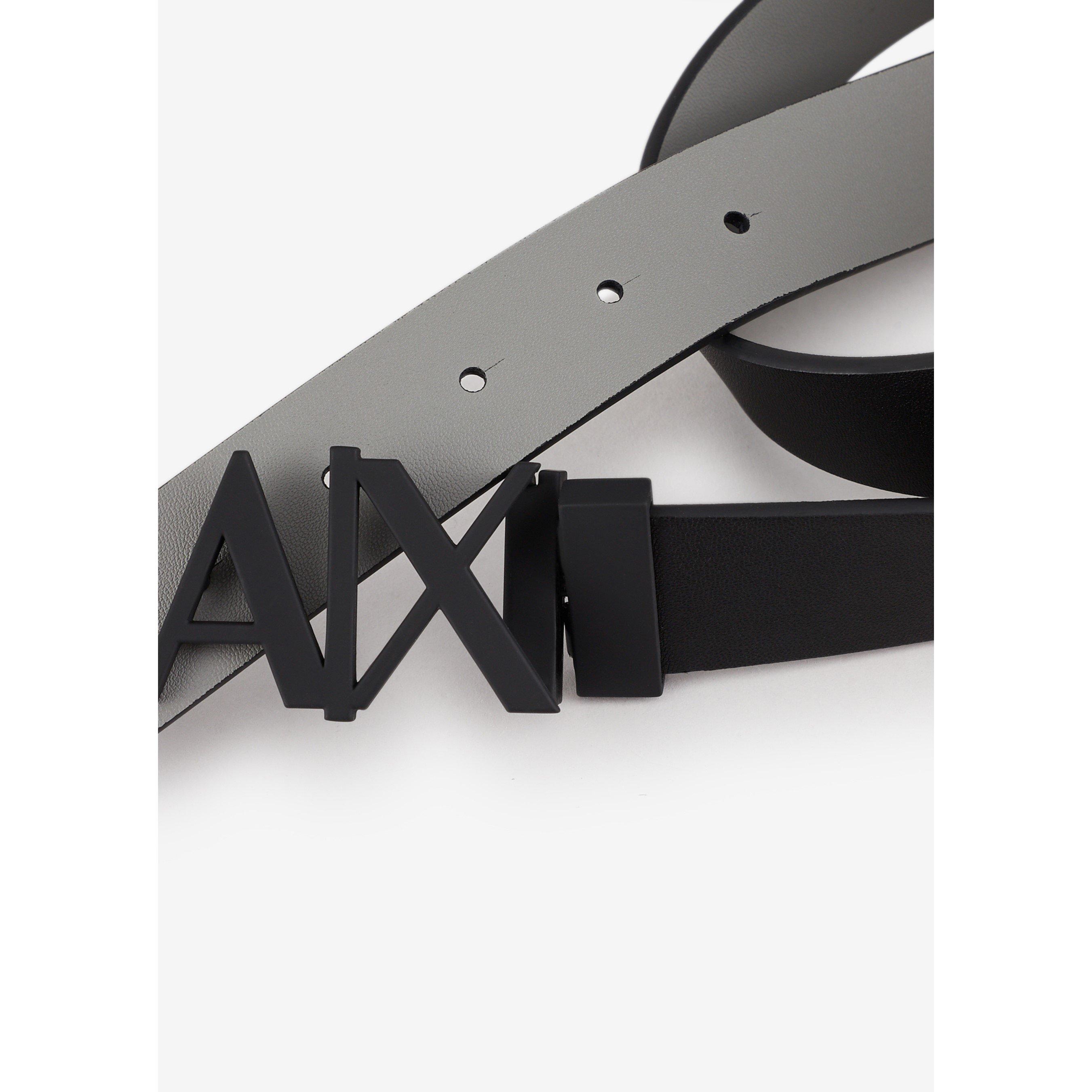Black 61120 - Armani Exchange - Cut Out Logo Leather Belt - 3