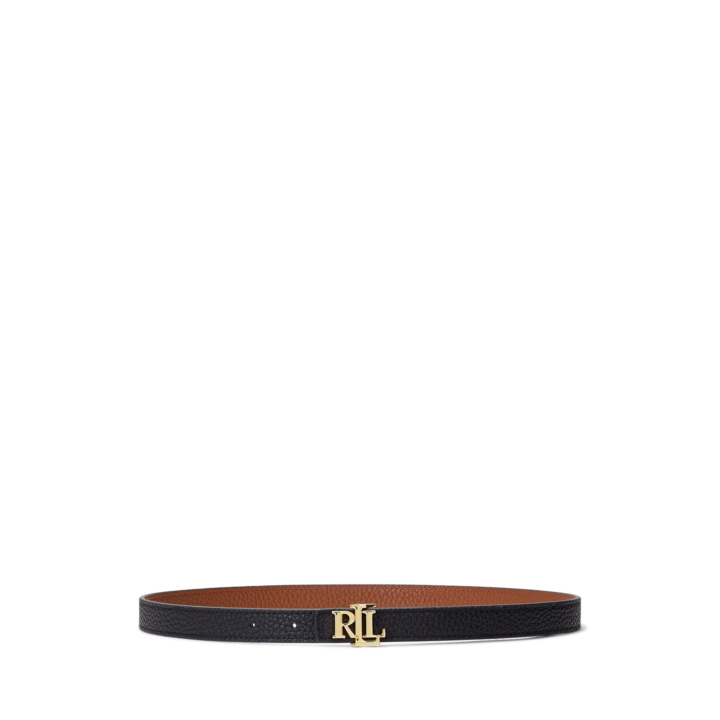 Lauren by Ralph Lauren Women's Reversible Leather Belt - Black/Tan - Medium