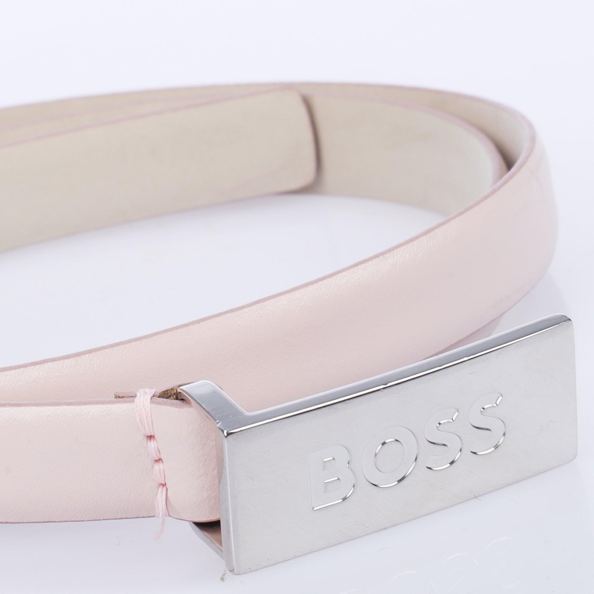 Lt/Pstl Pink - Boss - Women's Amber Brass Plaque Logo Belt - 2