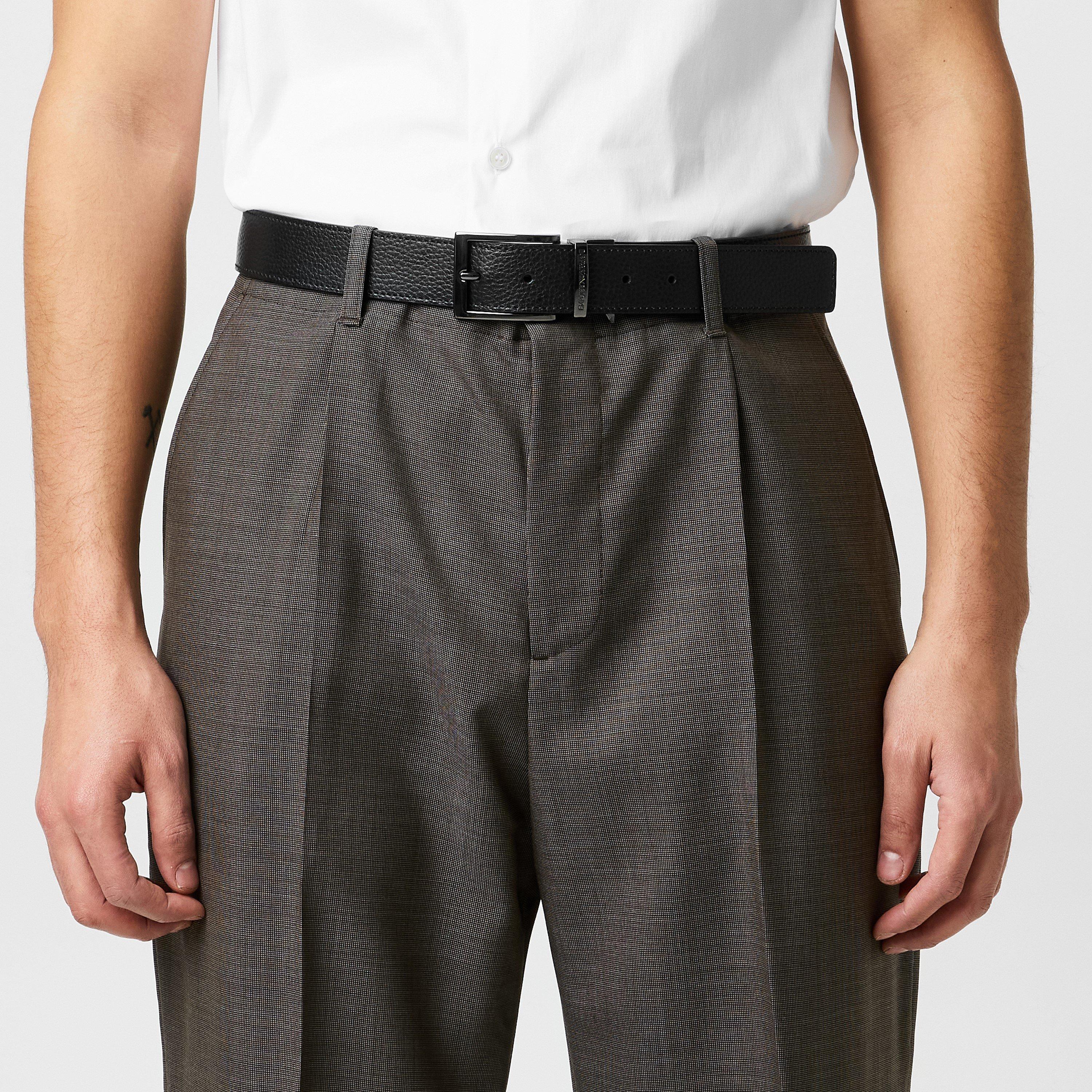 Black 88001 - Emporio Armani - Men's Reversible Leather Belt - 2