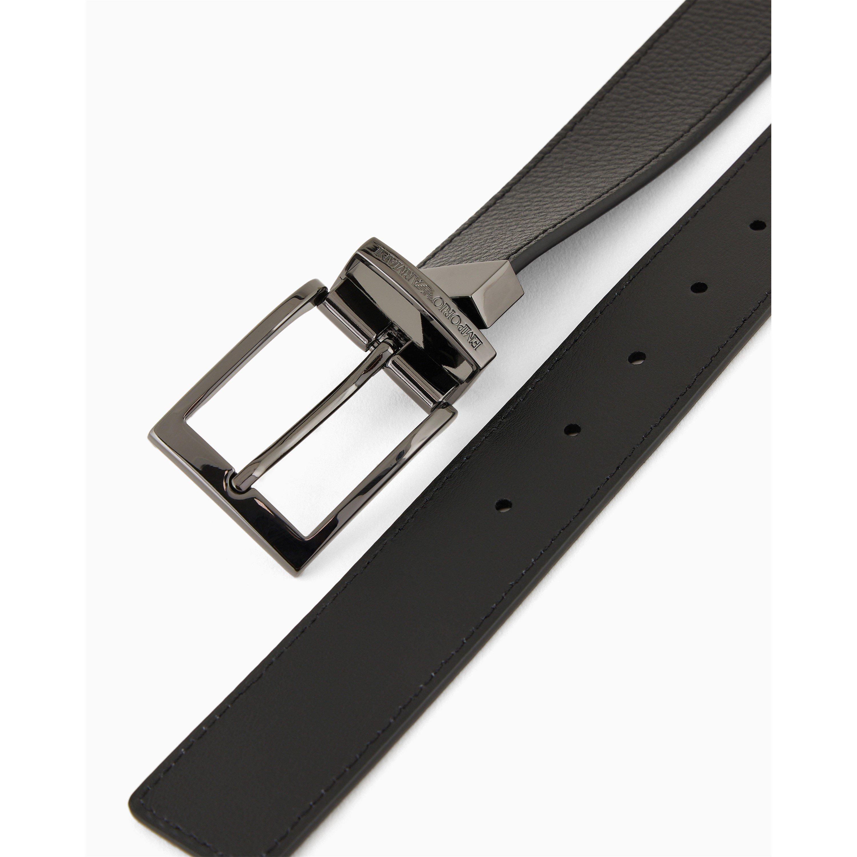 Black 88001 - Emporio Armani - Men's Reversible Leather Belt - 6