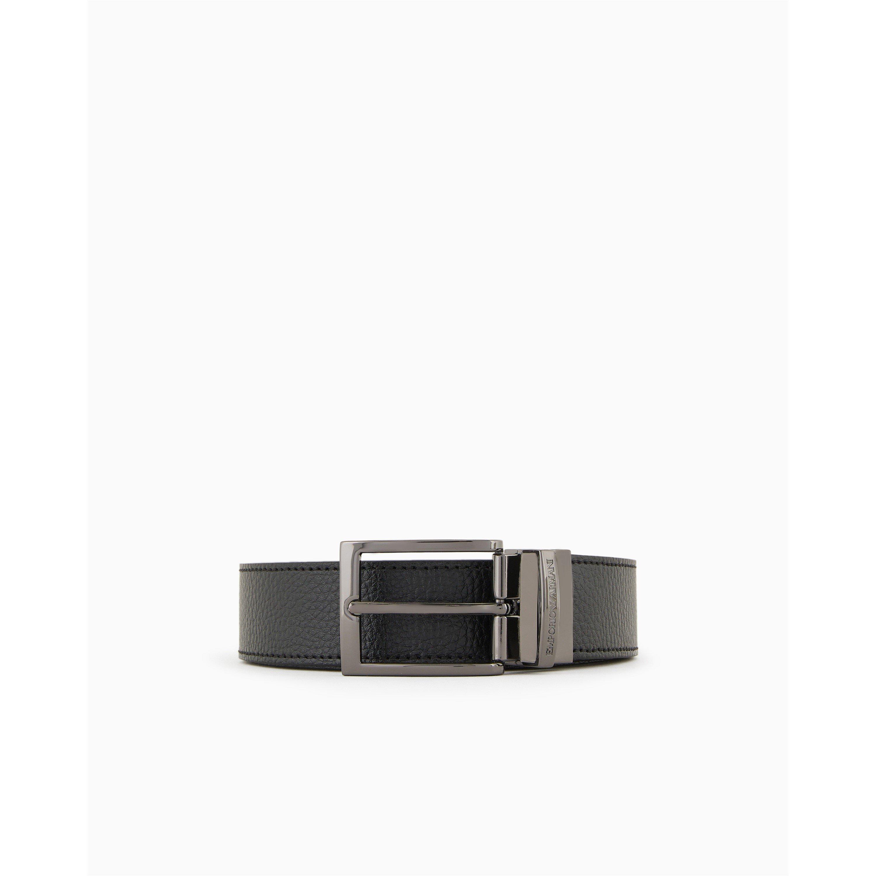 Black 88001 - Emporio Armani - Men's Reversible Leather Belt - 7