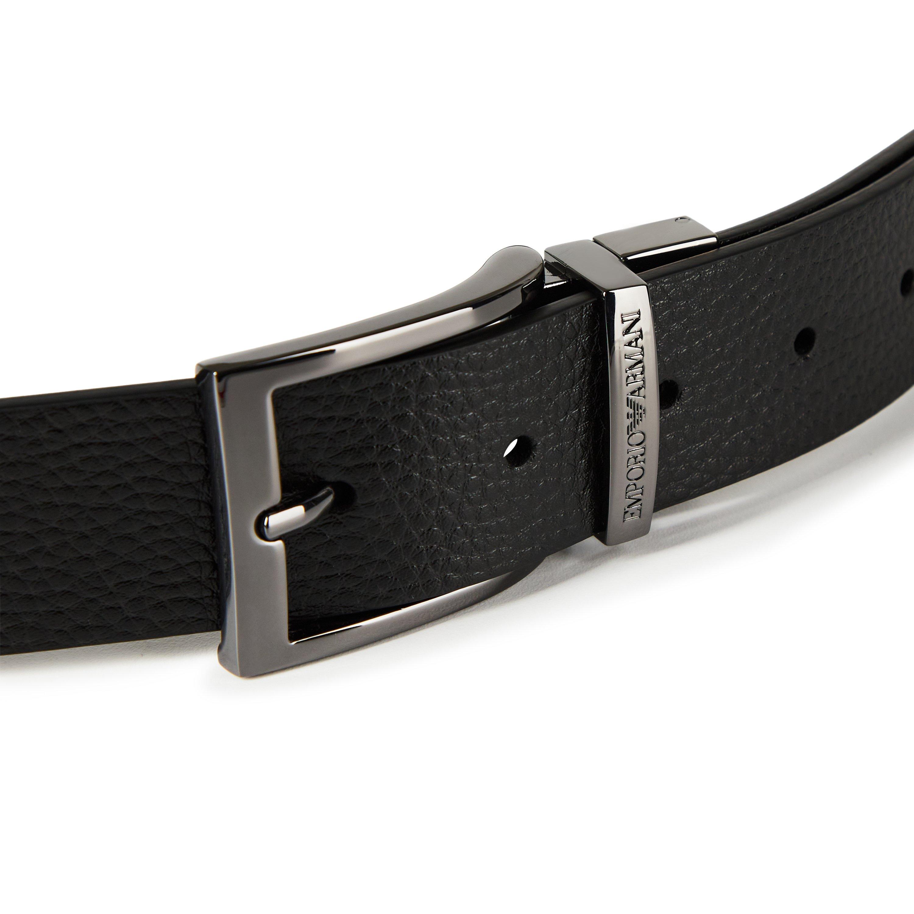 Black 88001 - Emporio Armani - Men's Reversible Leather Belt - 4