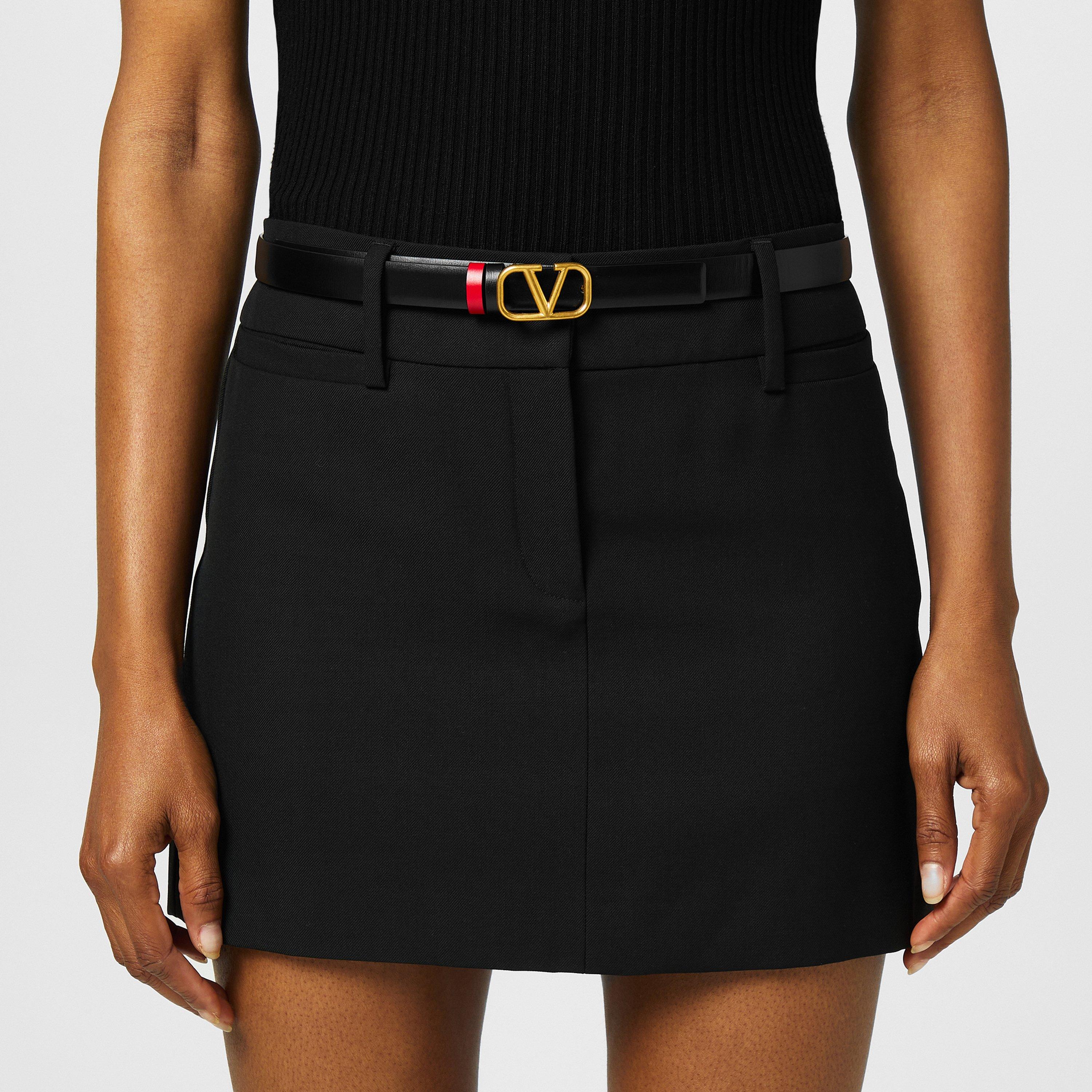 Nero/Red 0SM - Valentino Garavani - V Logo 2cm Reversible Belt - 3