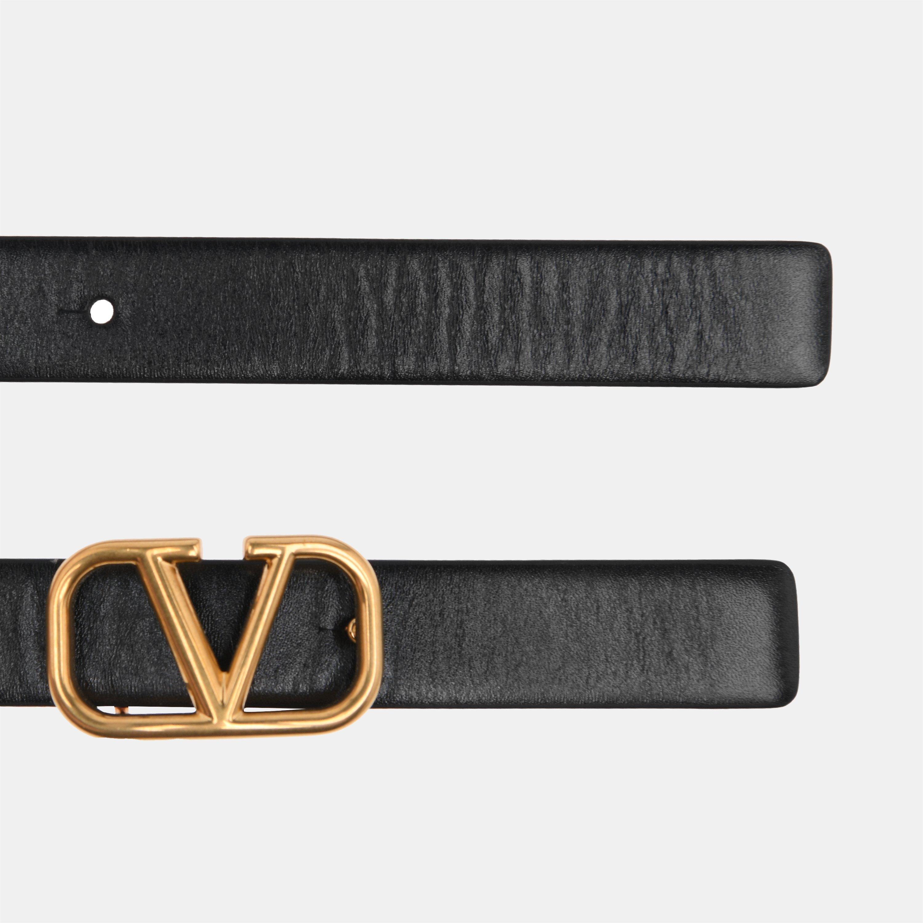 Nero/Red 0SM - Valentino Garavani - V Logo 2cm Reversible Belt - 4