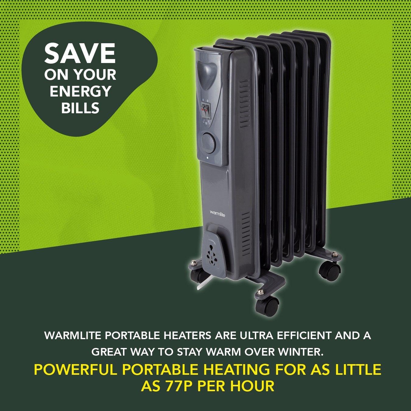 Titanium - Warmlite - 1500W Oil Filled Radiator Dark Titanium - 4