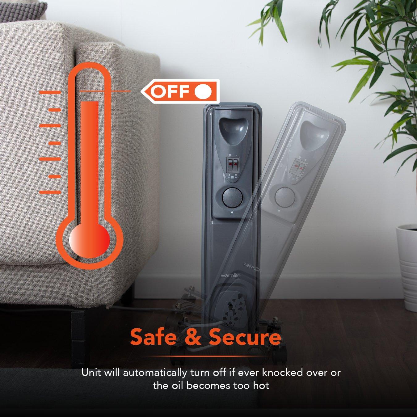 Titanium - Warmlite - 1500W Oil Filled Radiator Dark Titanium - 7