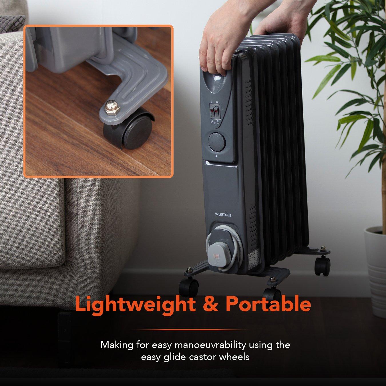 Titanium - Warmlite - 1500W Oil Filled Radiator Dark Titanium - 8