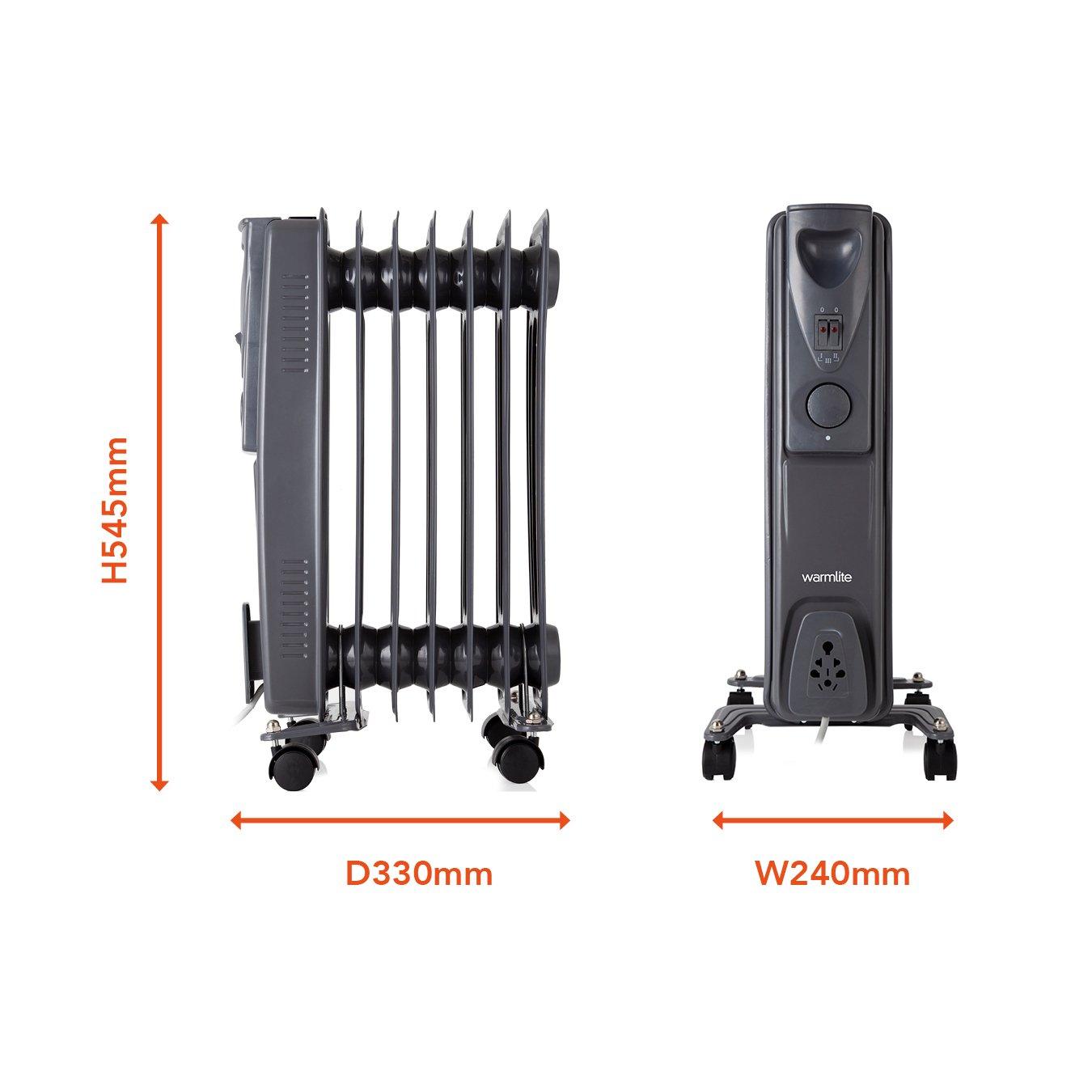 Titanium - Warmlite - 1500W Oil Filled Radiator Dark Titanium - 9