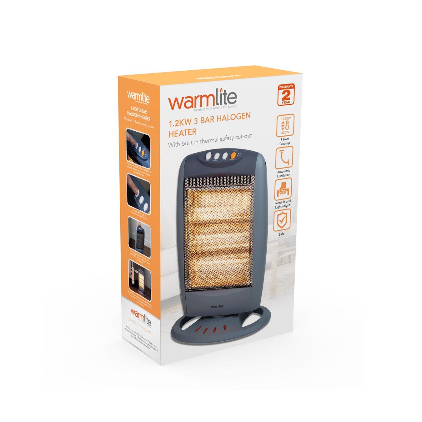 Grey - Warmlite - 1200W Grey Halogen Heater - 12
