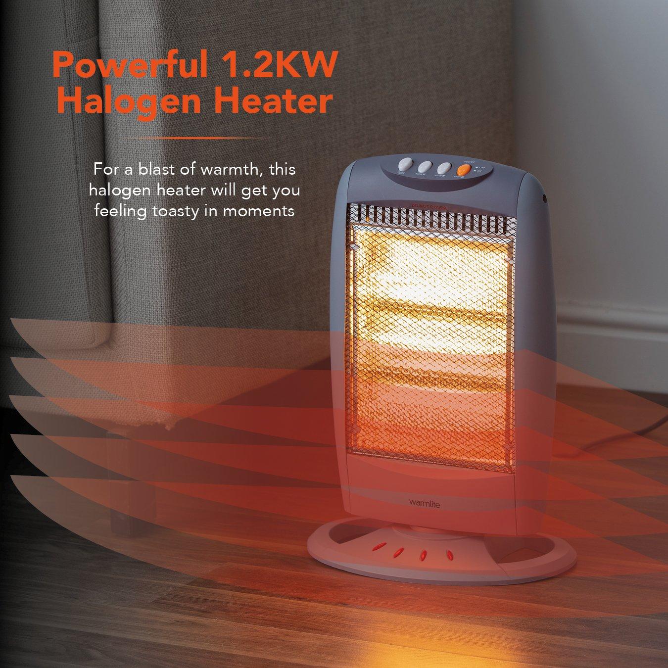 Grey - Warmlite - 1200W Grey Halogen Heater - 3