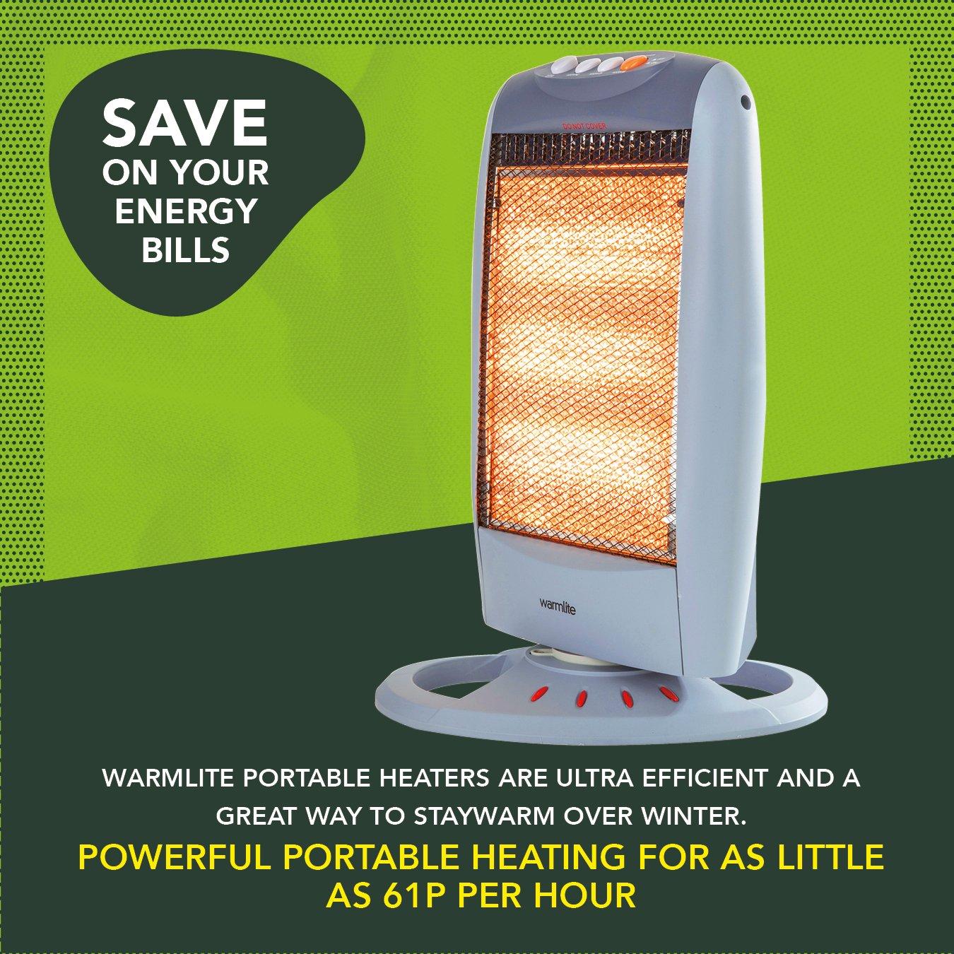 Grey - Warmlite - 1200W Grey Halogen Heater - 4