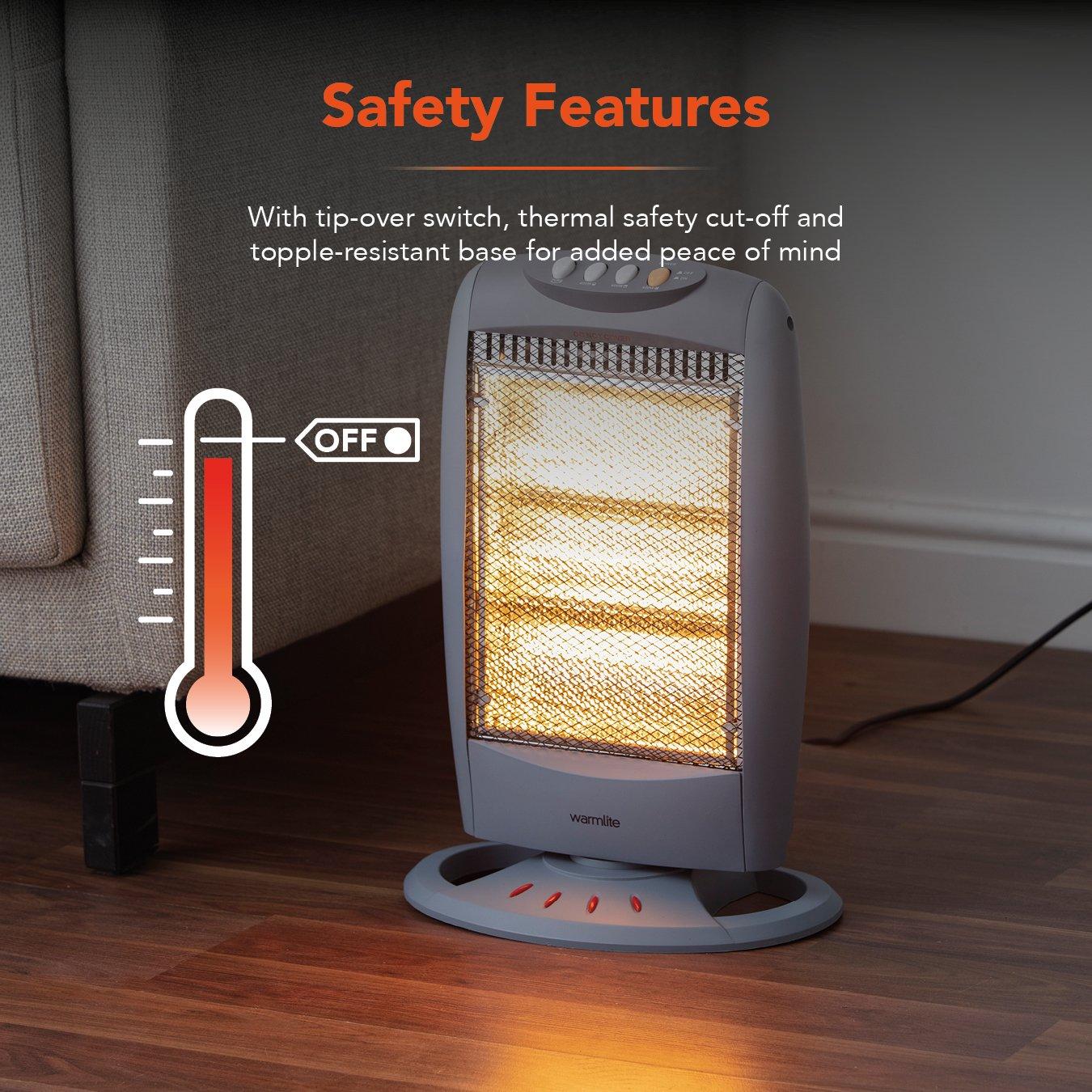 Grey - Warmlite - 1200W Grey Halogen Heater - 9