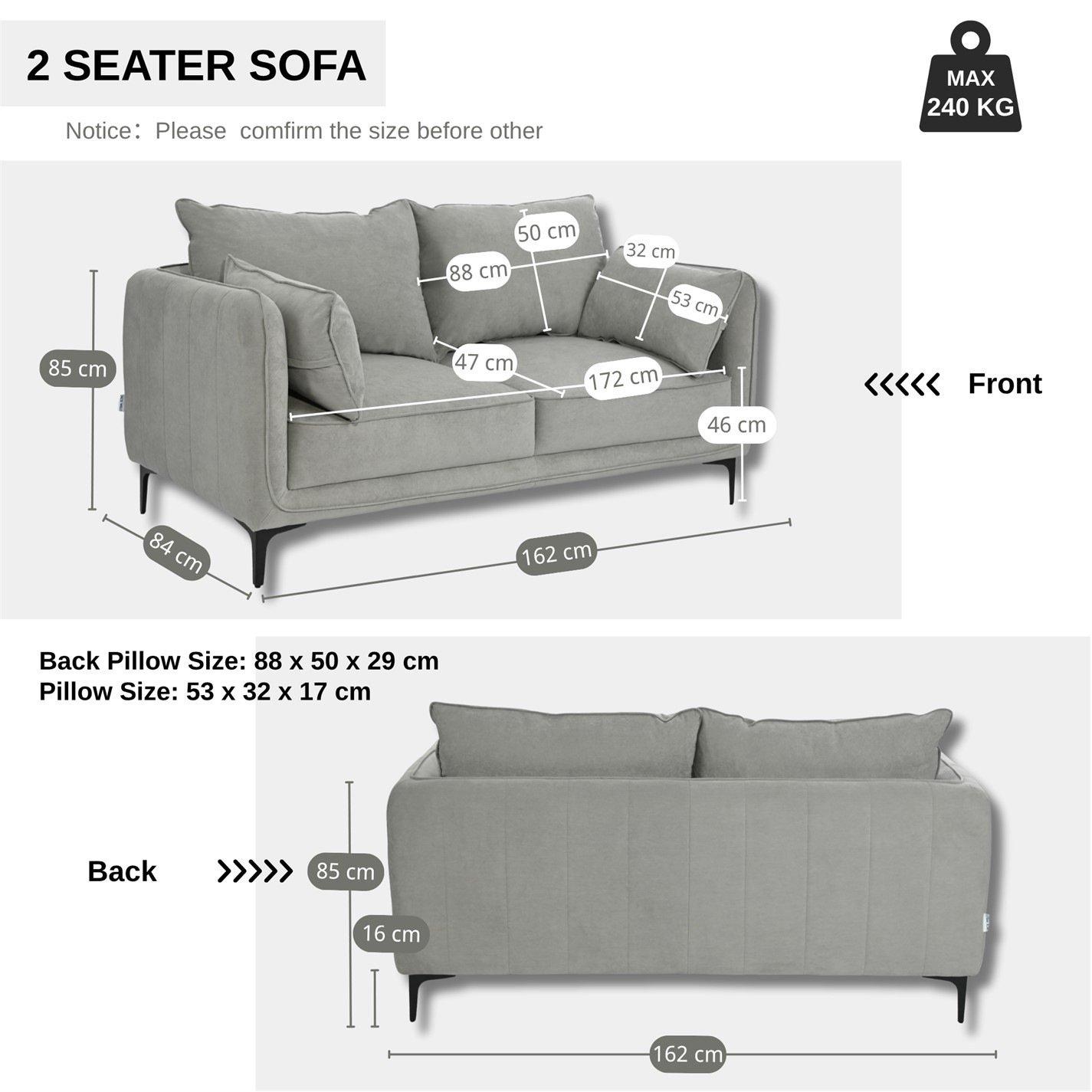 Grey - Jack Wills - Neptune 2 Seat Sofa - 7