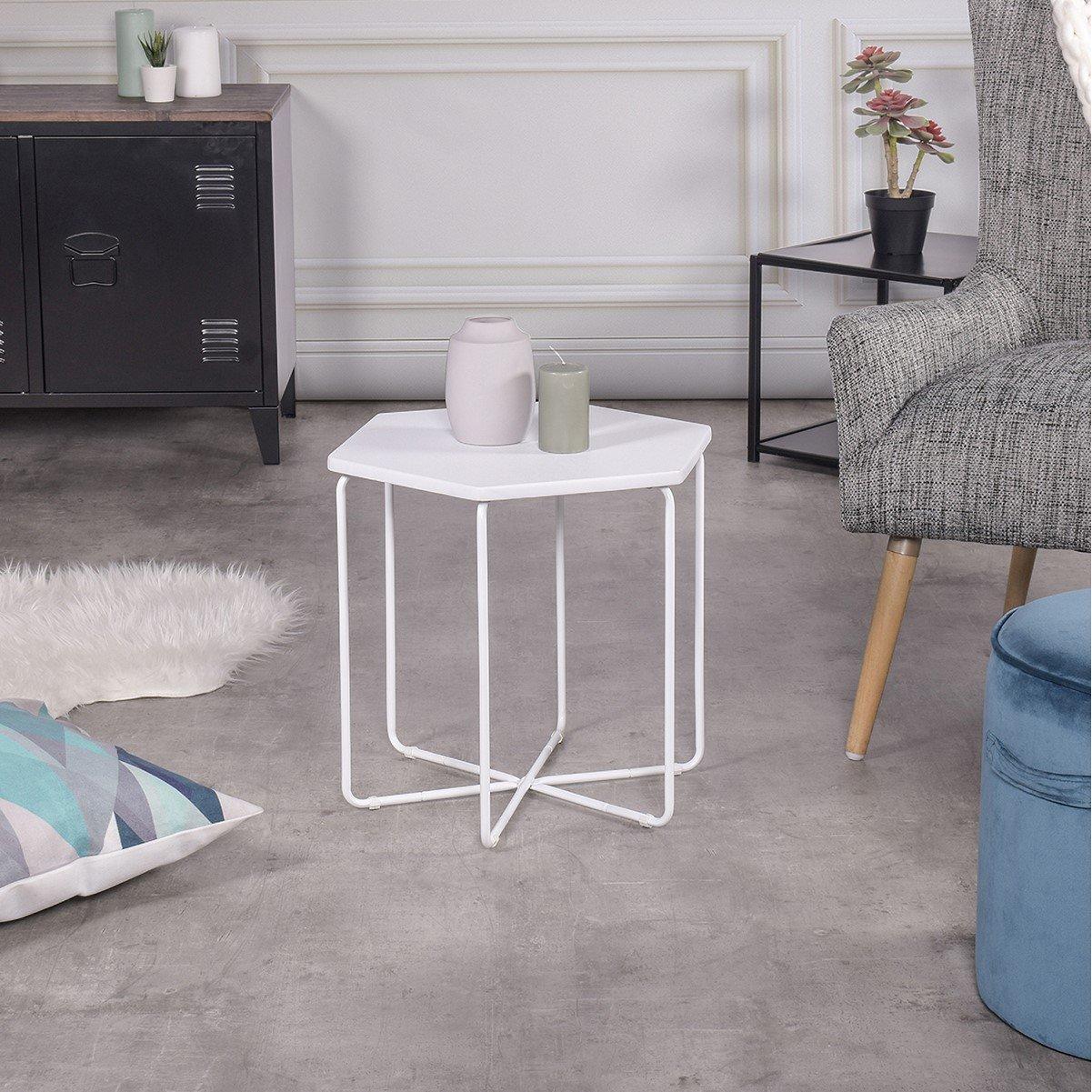 White - FurnitureR - COLM 46cm End Table - 12