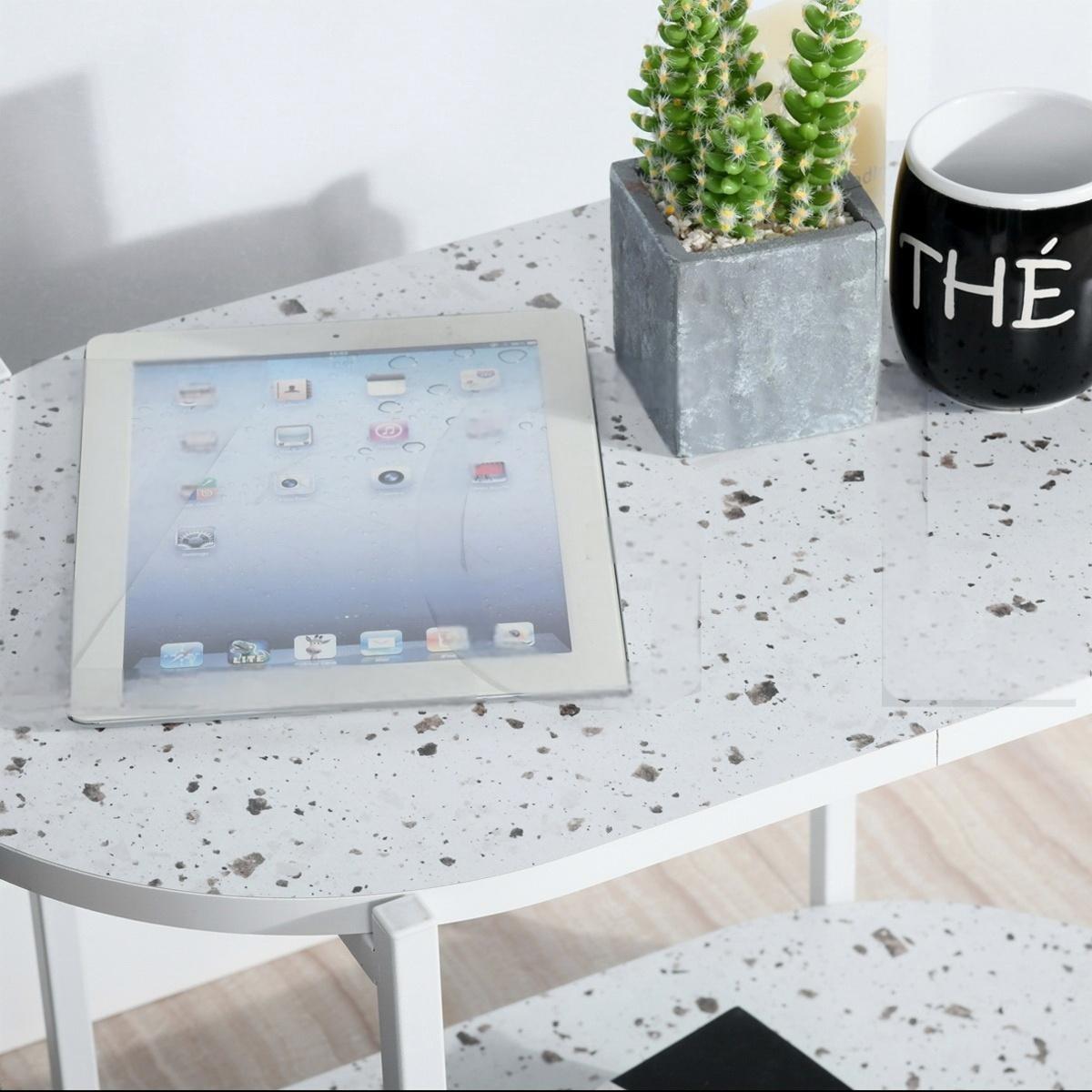 White - FurnitureR - DELONIX White and Ceramic Coffee Table 2 Tier - 5