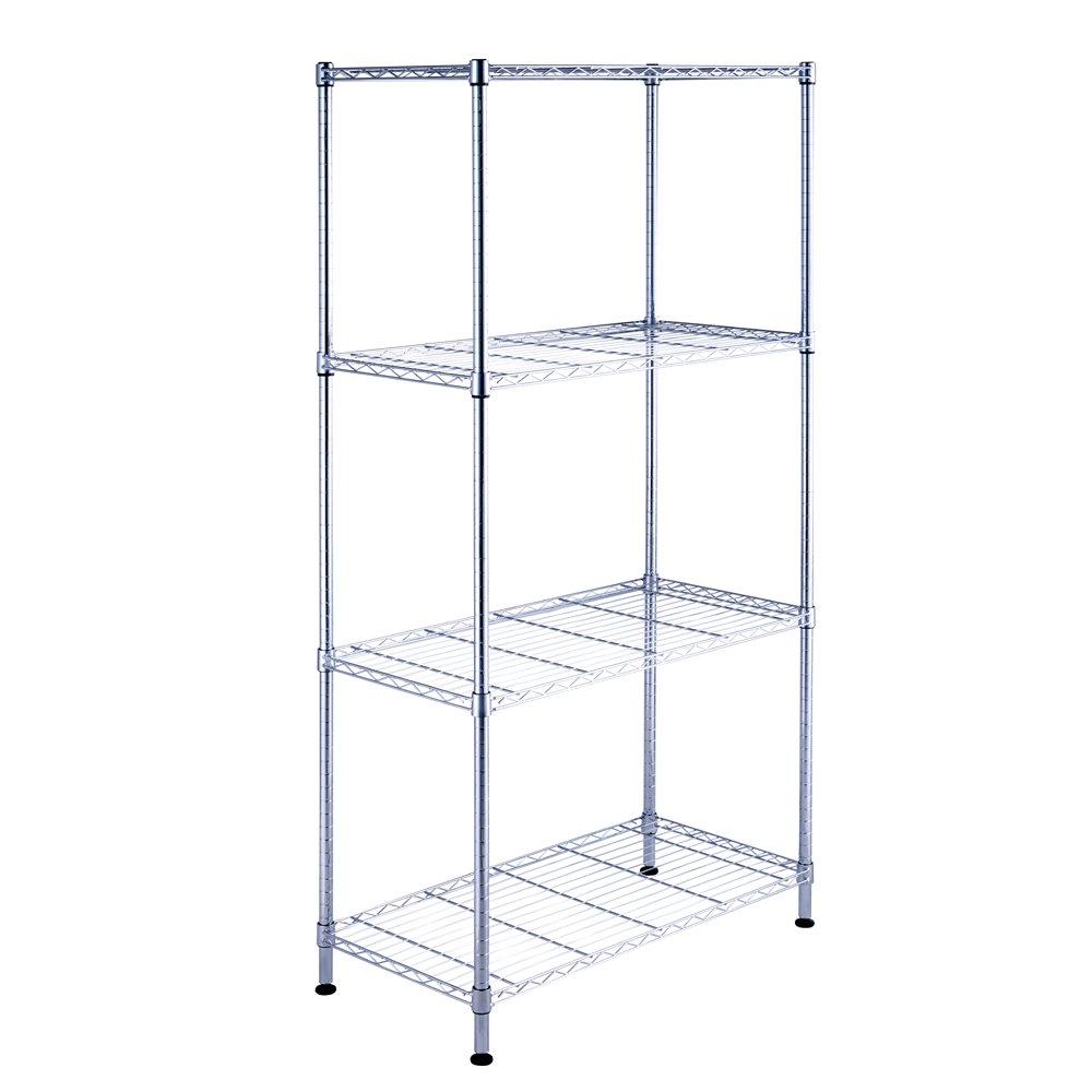 4 Tier - MEADOWS ESSENTIALS - Silver Shelf 4 Tier Height Adjustable