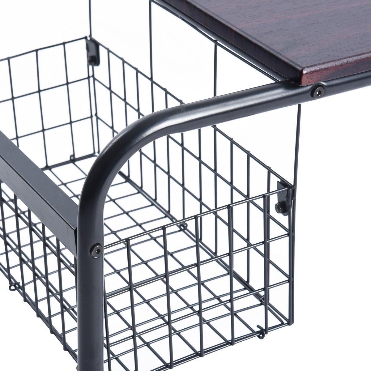 Black - FurnitureR - HABIBI Black and Wooden Coffee Table with Basket - 5