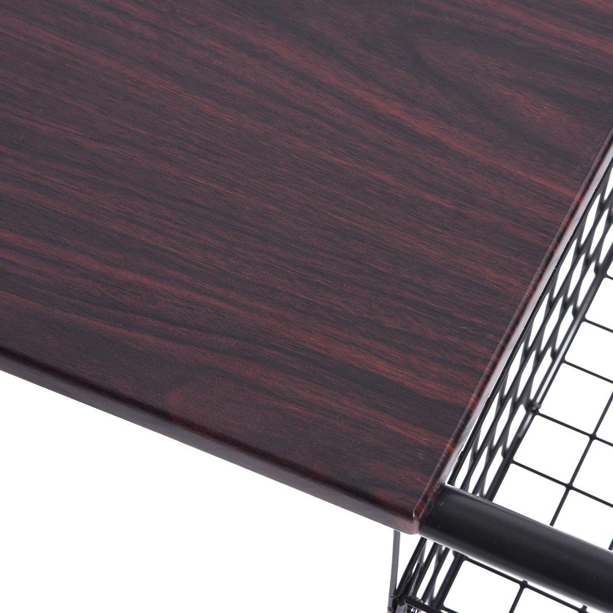 Black - FurnitureR - HABIBI Black and Wooden Coffee Table with Basket - 6