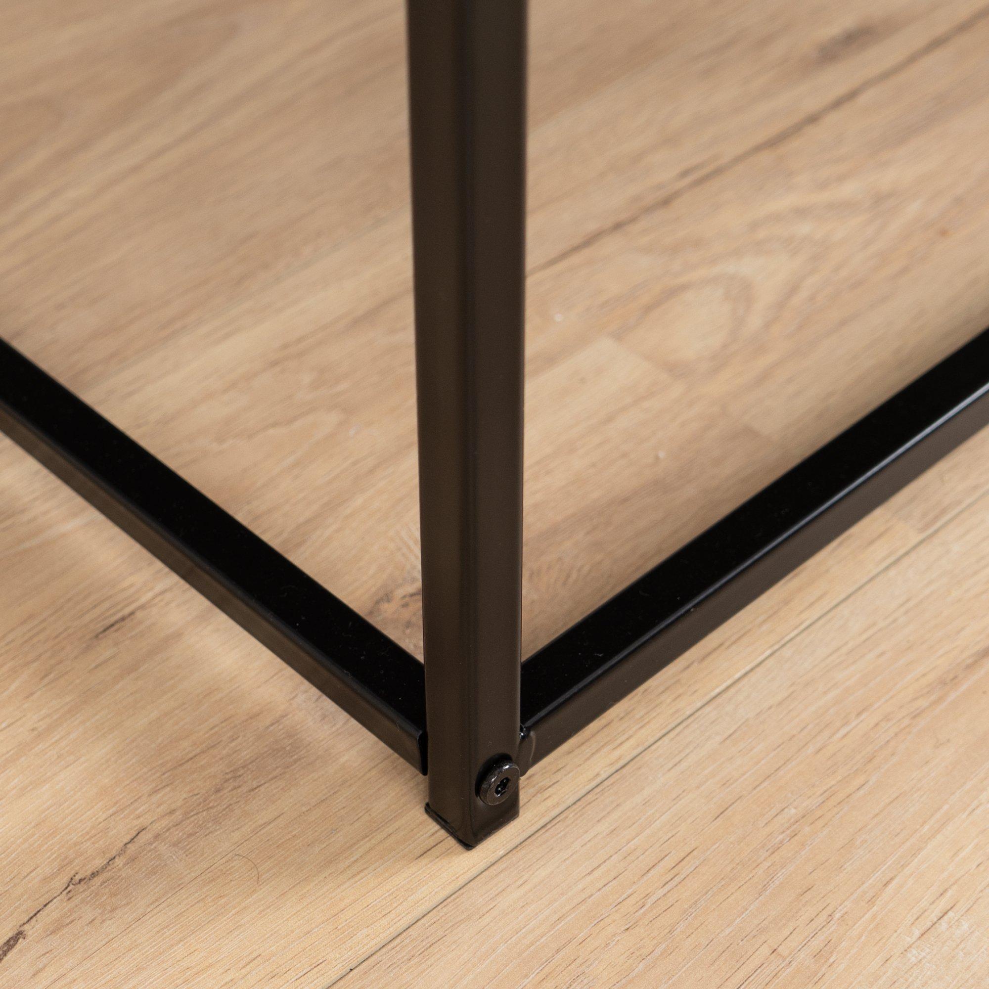 110cm - FurnitureR - RICKY Black and Wooden Coffee Table Set of 3 - 6