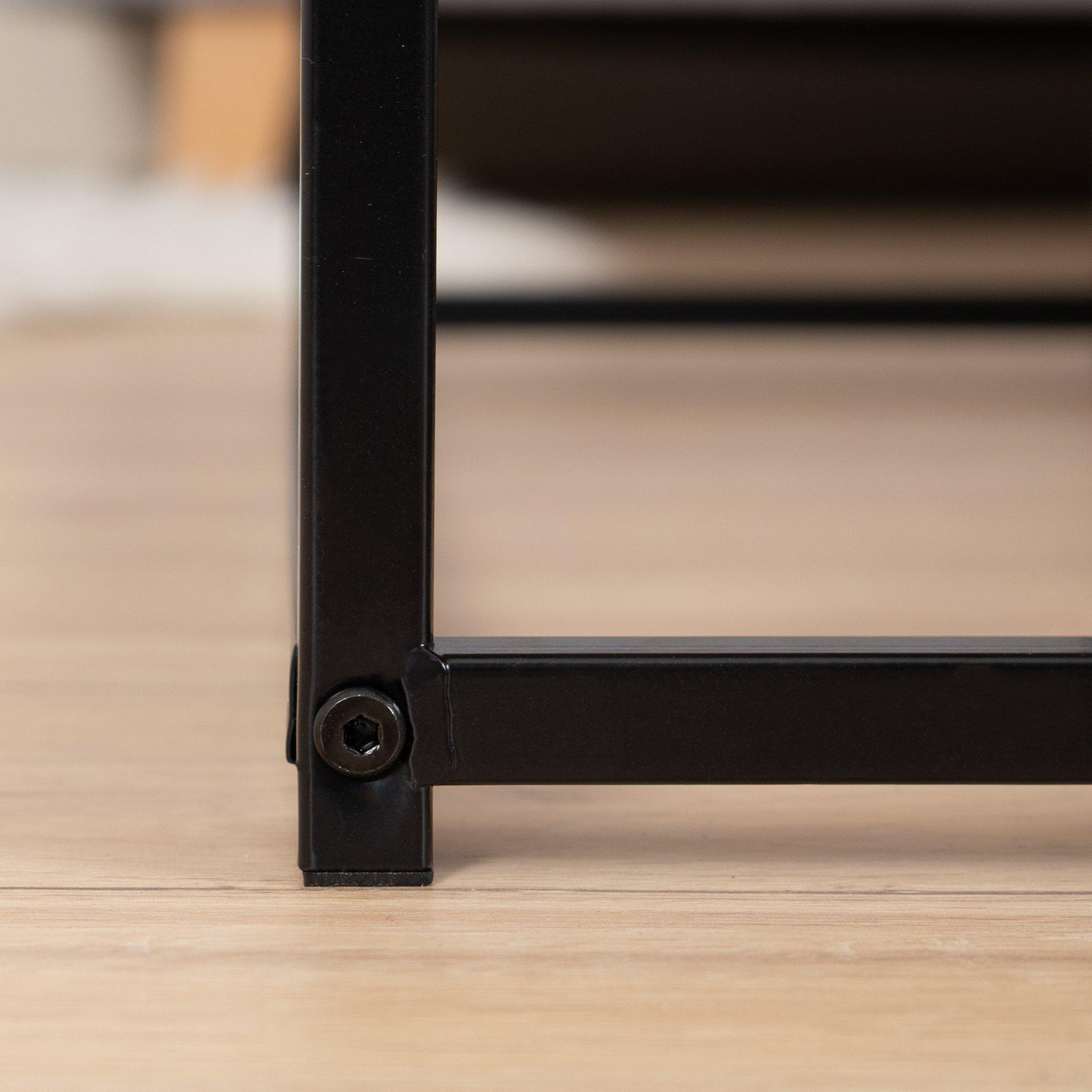 80cm - REPLOOD - RICKY Black and Wooden Coffee Table Set of 3 - 5