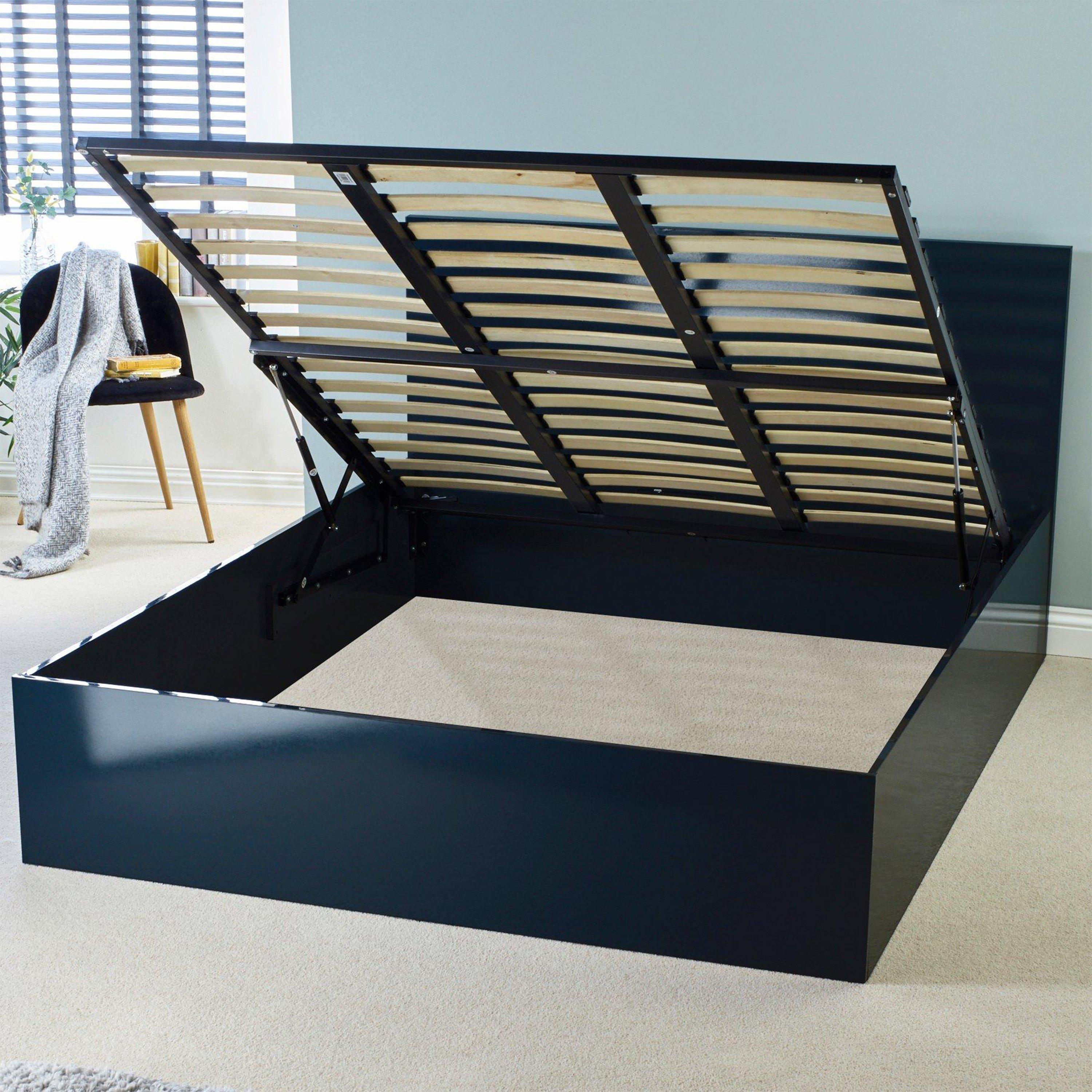 Black - Homelife - High Gloss Ottoman Bed - 1