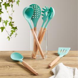 Homelife Set of 6 Silicone and Wood Utensils