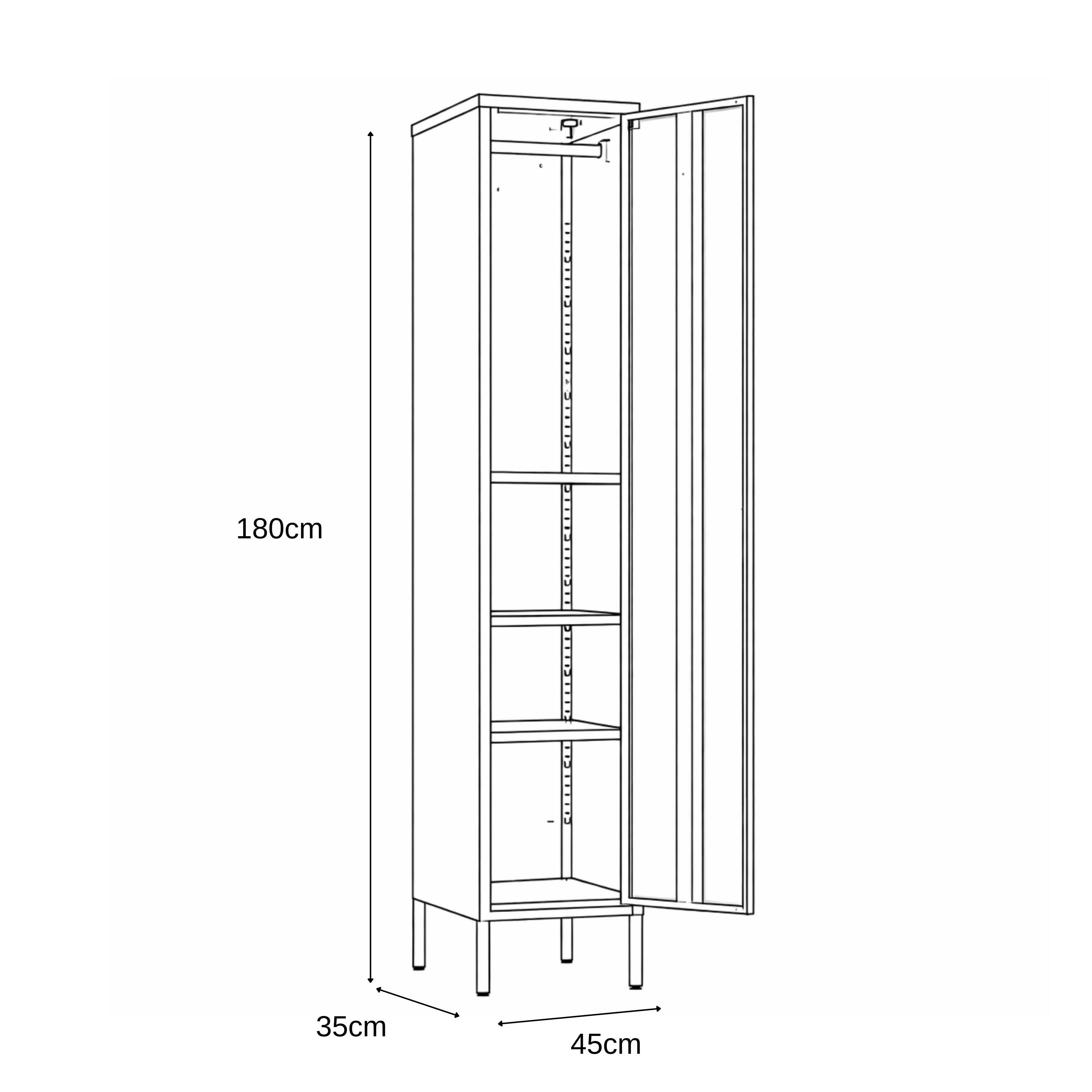 Blue - FurnitureR - Tall Metal Storage Cabinet with Adjustable Shelves Single Door Locker for Home Office - 4