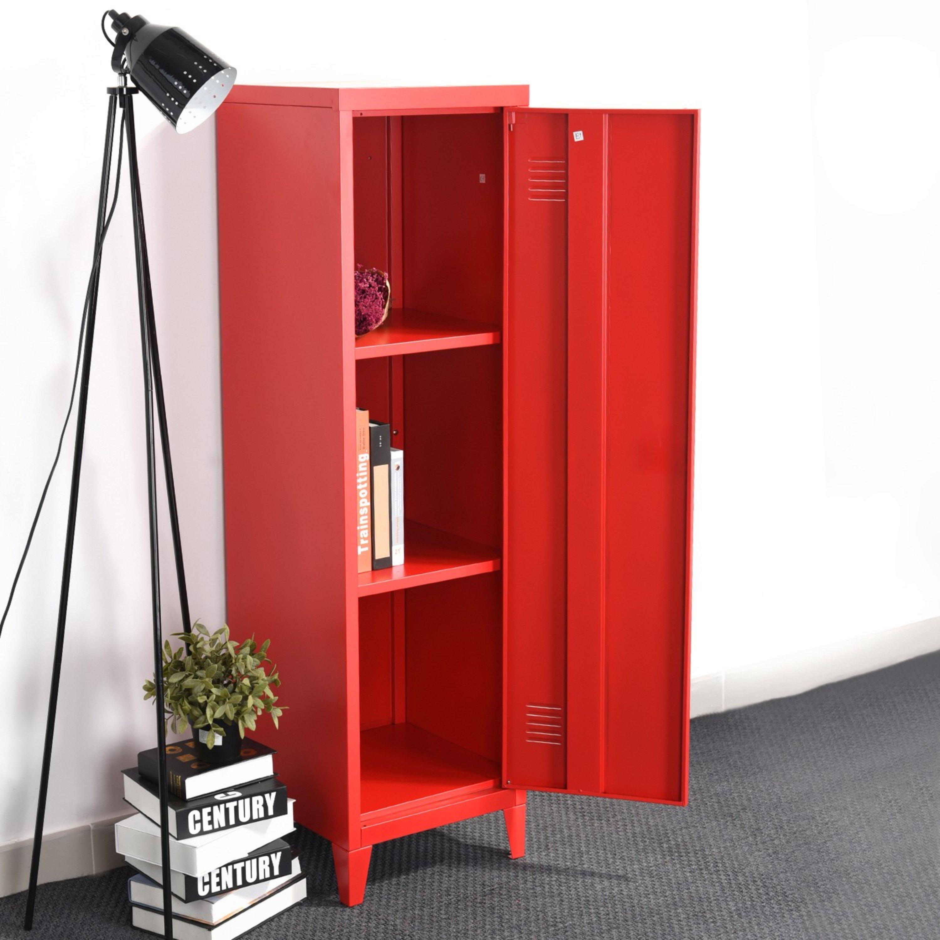 Red - FurnitureR - Metal Locker Cabinet - 3