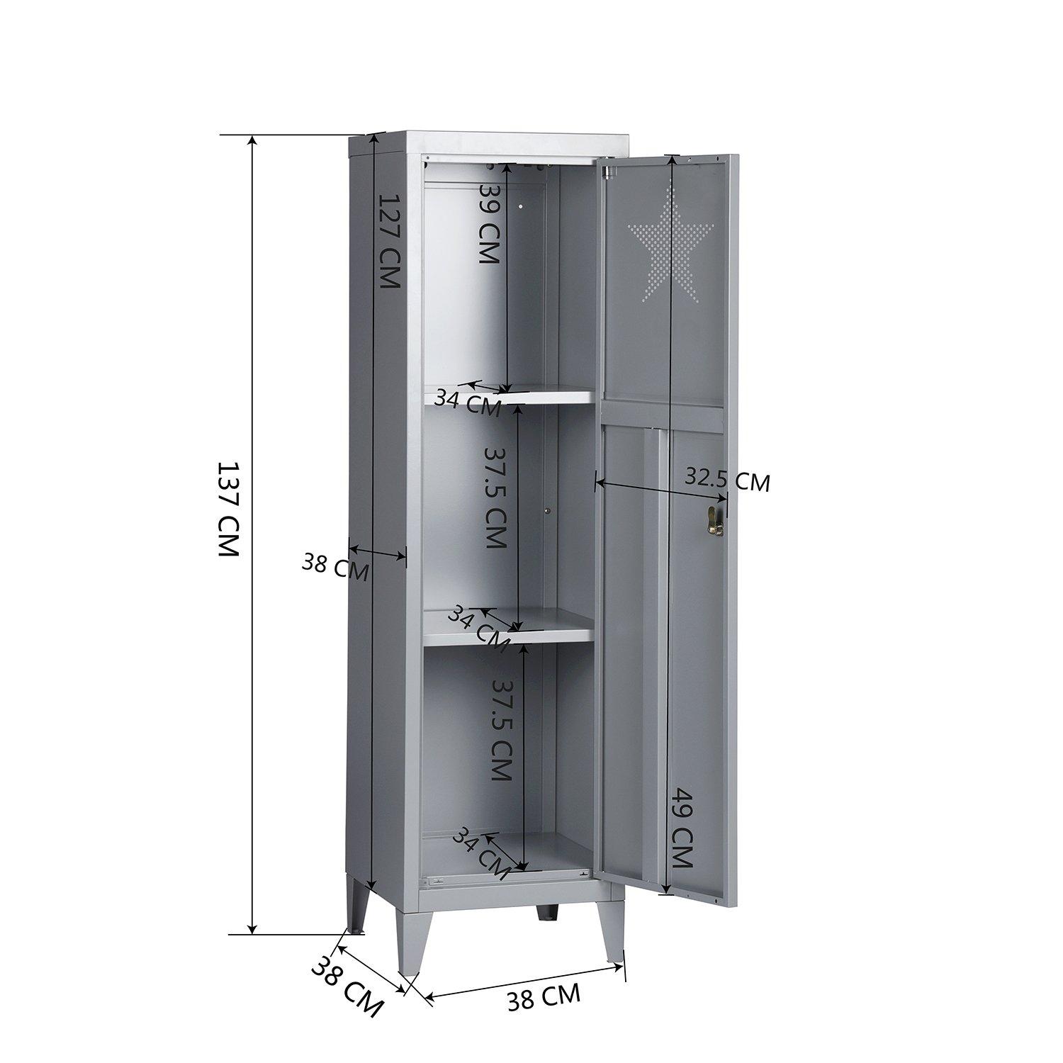 Dark Grey - FurnitureR - Locker Cabinet with Lock - 6