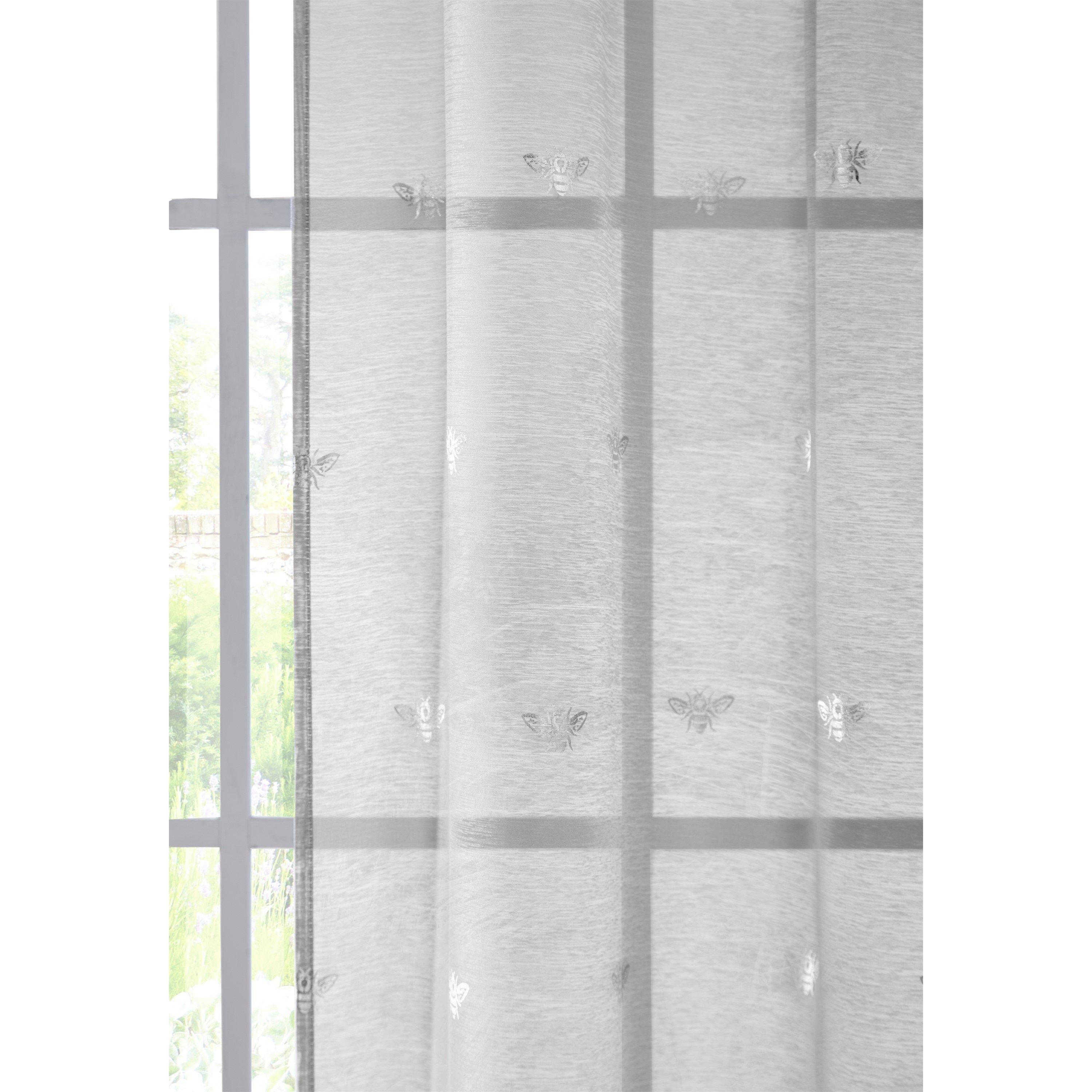 Grey - Tyrone Textiles - Bee Print Linen-Look Voile Panel - 3
