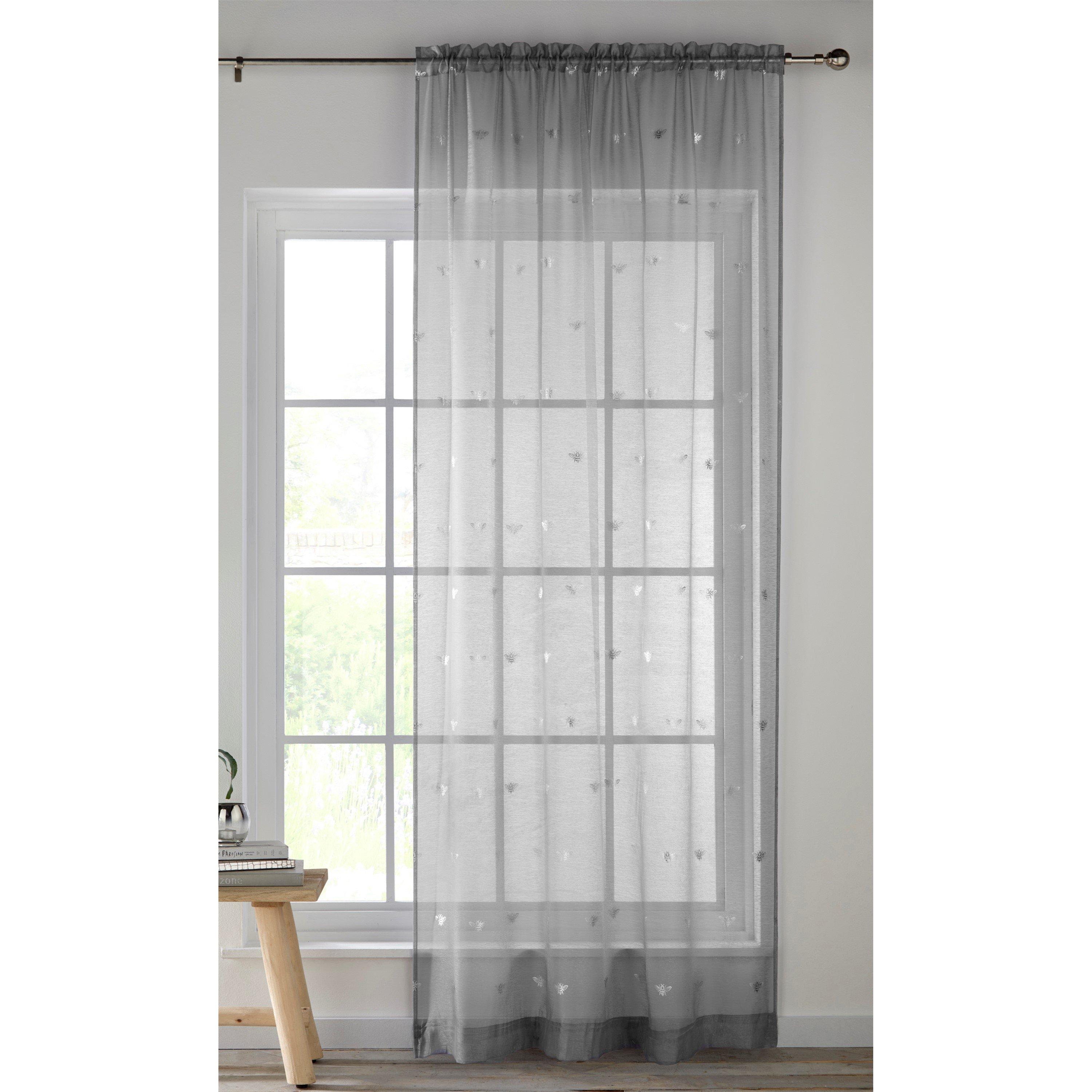 Grey - Tyrone Textiles - Adults TyrTex Bee Panel Curtains - 1