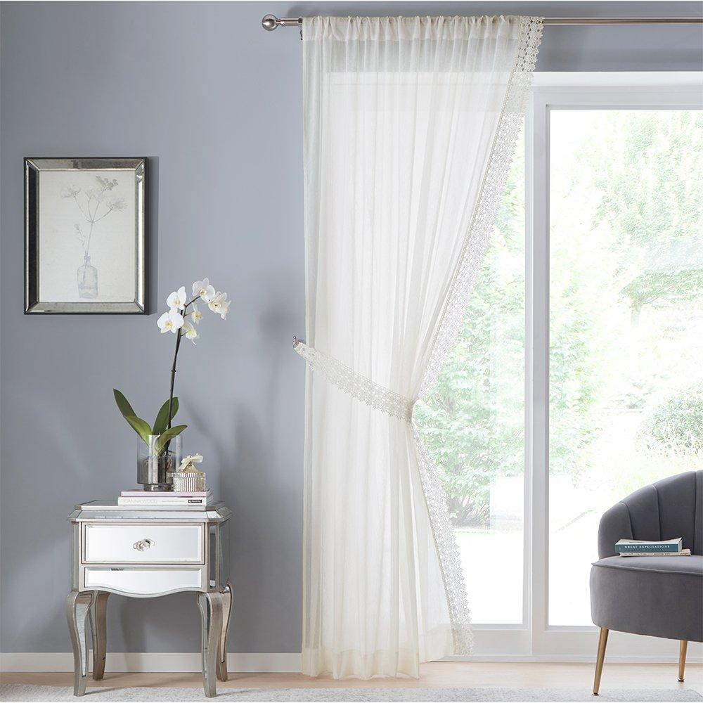 Tyrone Textiles  Windsor Voile Panel - White - 122cm