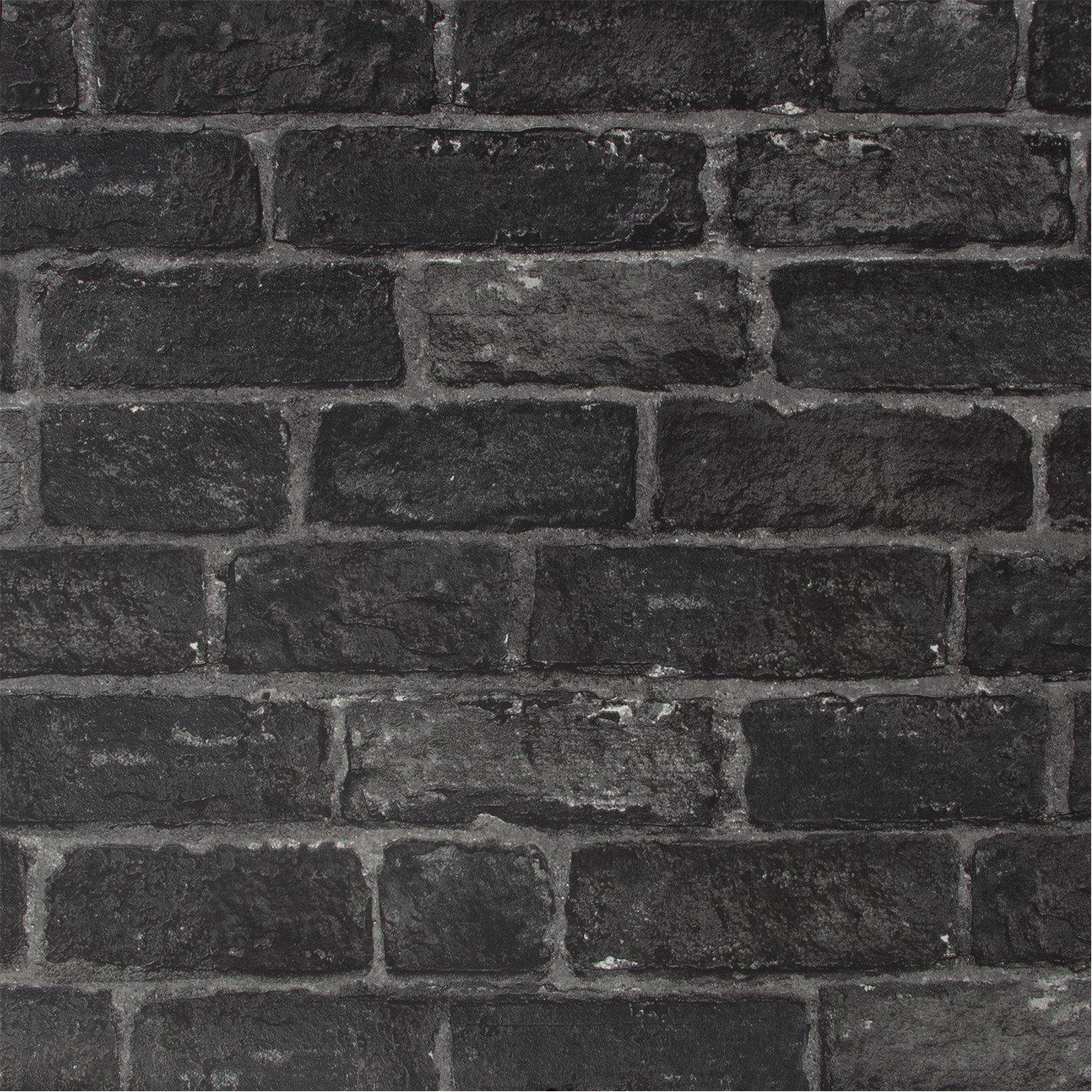 Fresco  House Brick Wallpaper Charcoal