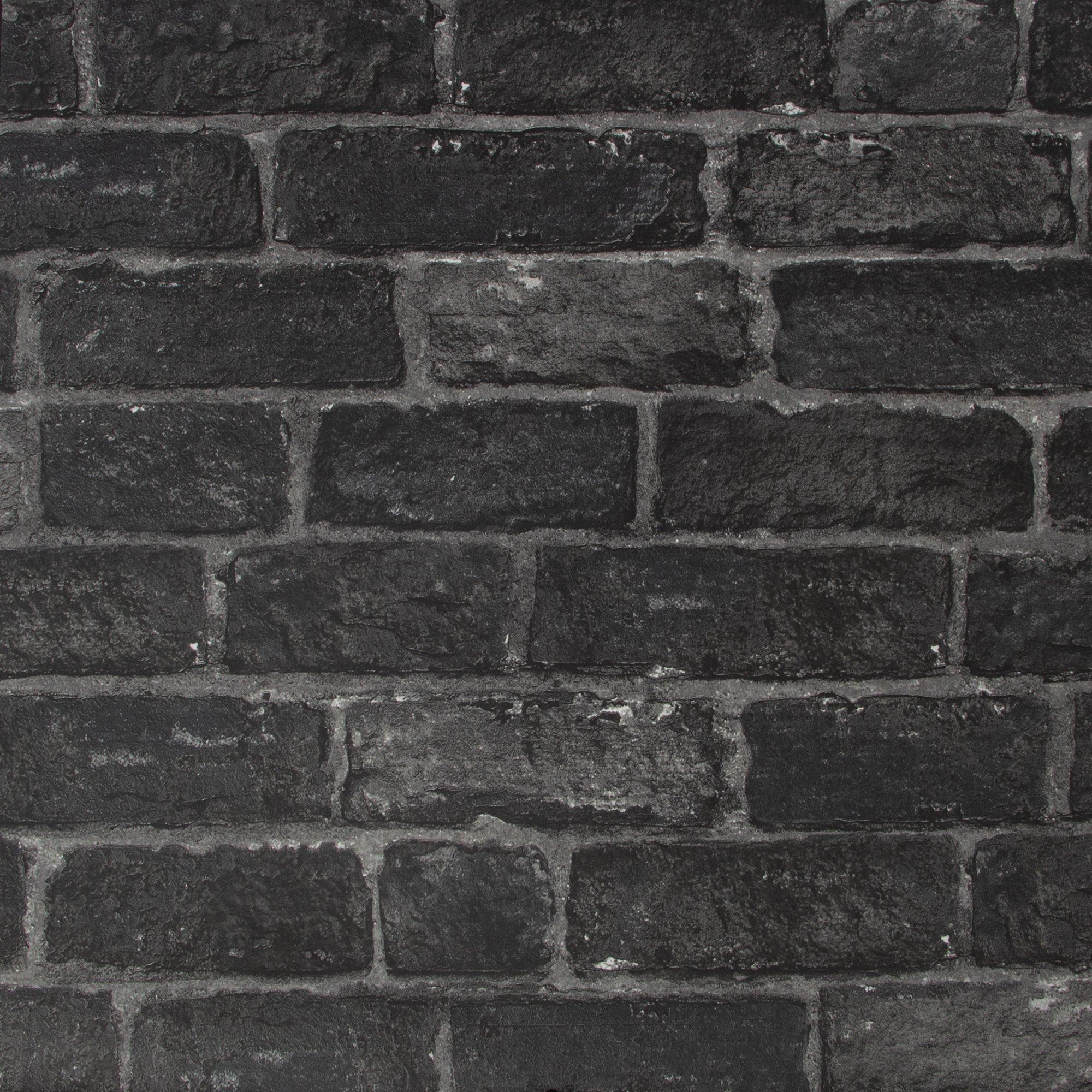 Charcoal - Fresco - Fresco House Brick Charcoal Wallpaper - 2