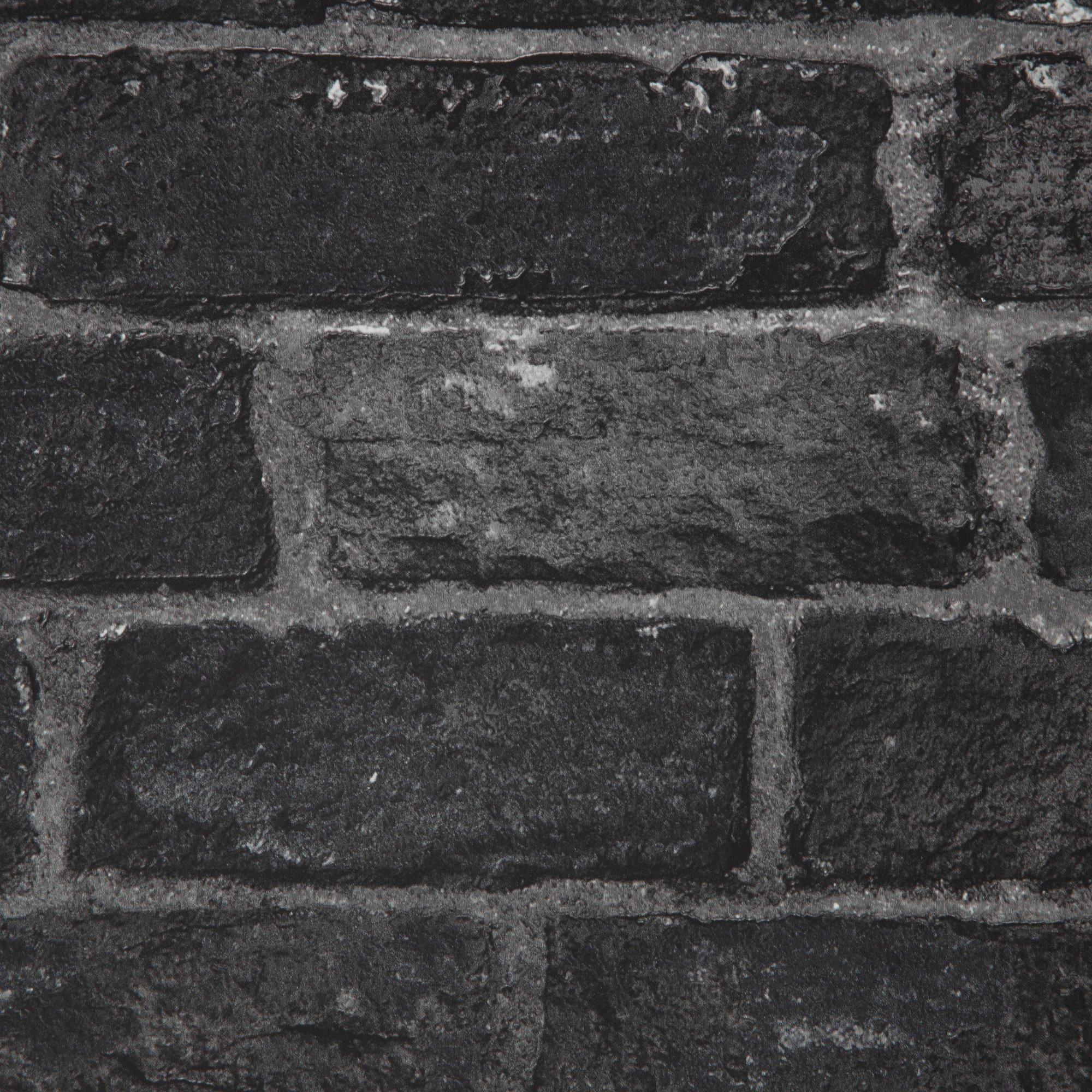 Charcoal - Fresco - Fresco House Brick Charcoal Wallpaper - 4
