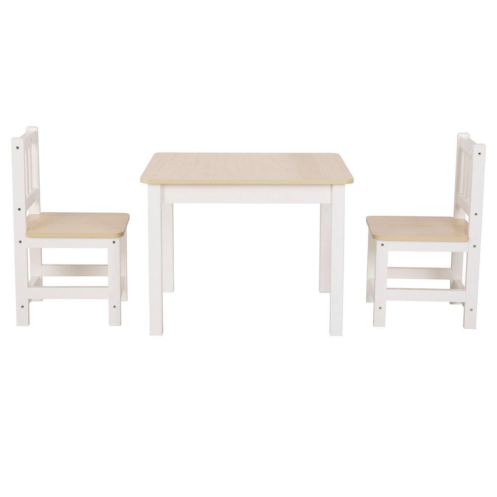 Neutraal - Tooky Toy - Wooden Kids Table and 2 Chair Set - 2