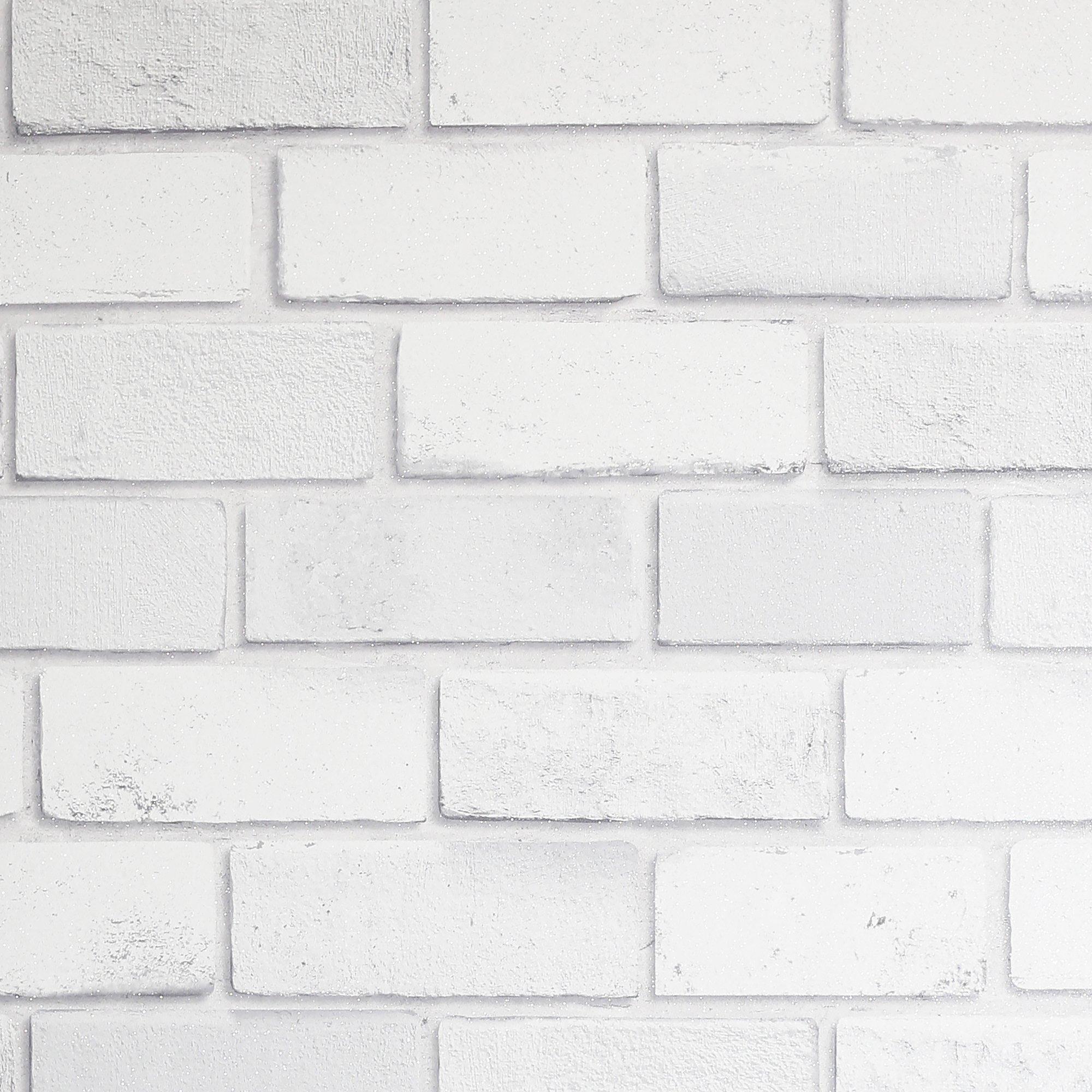 White - Arthouse - Diamond Brick Wallpaper w - 1