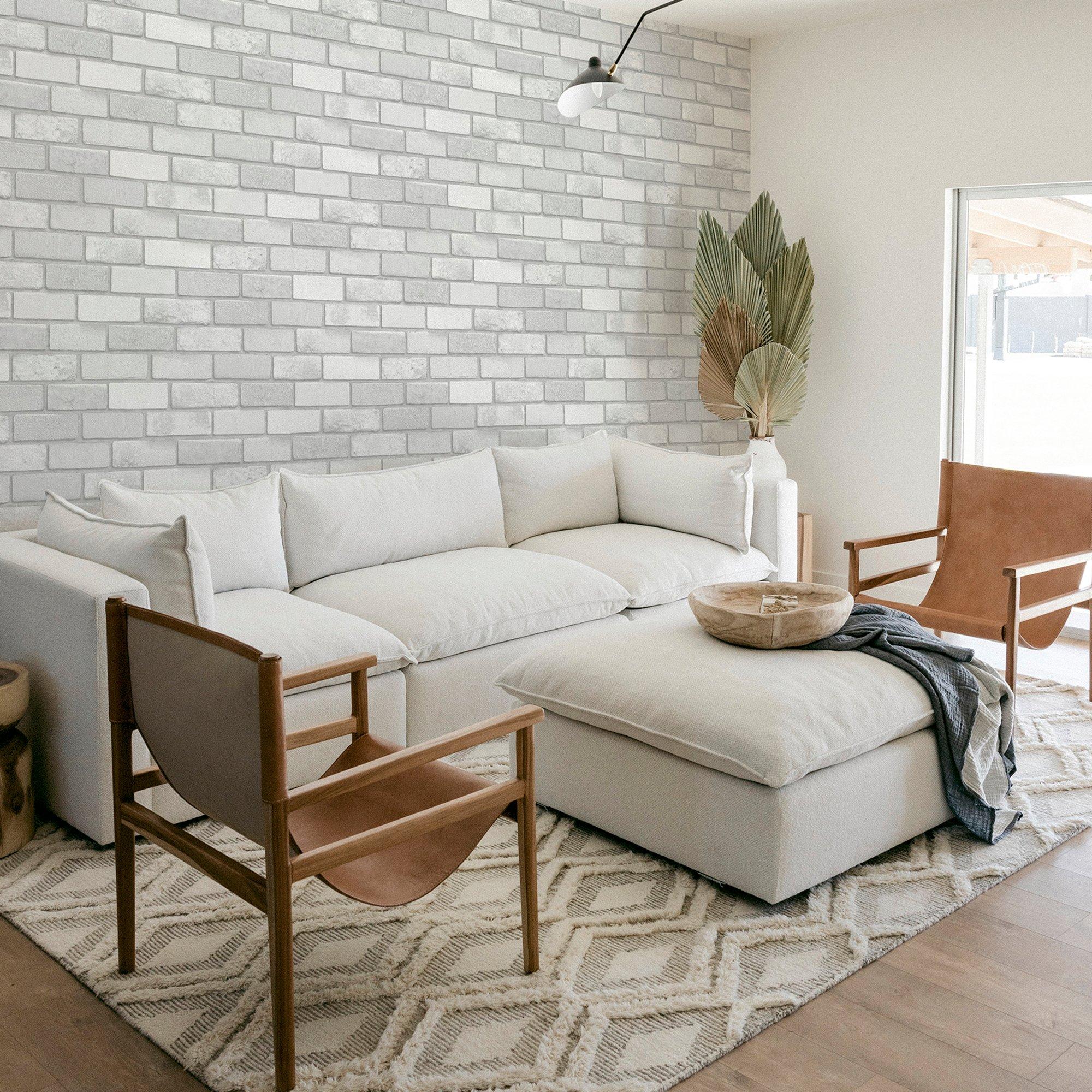 White - Arthouse - Diamond Brick Wallpaper w - 4