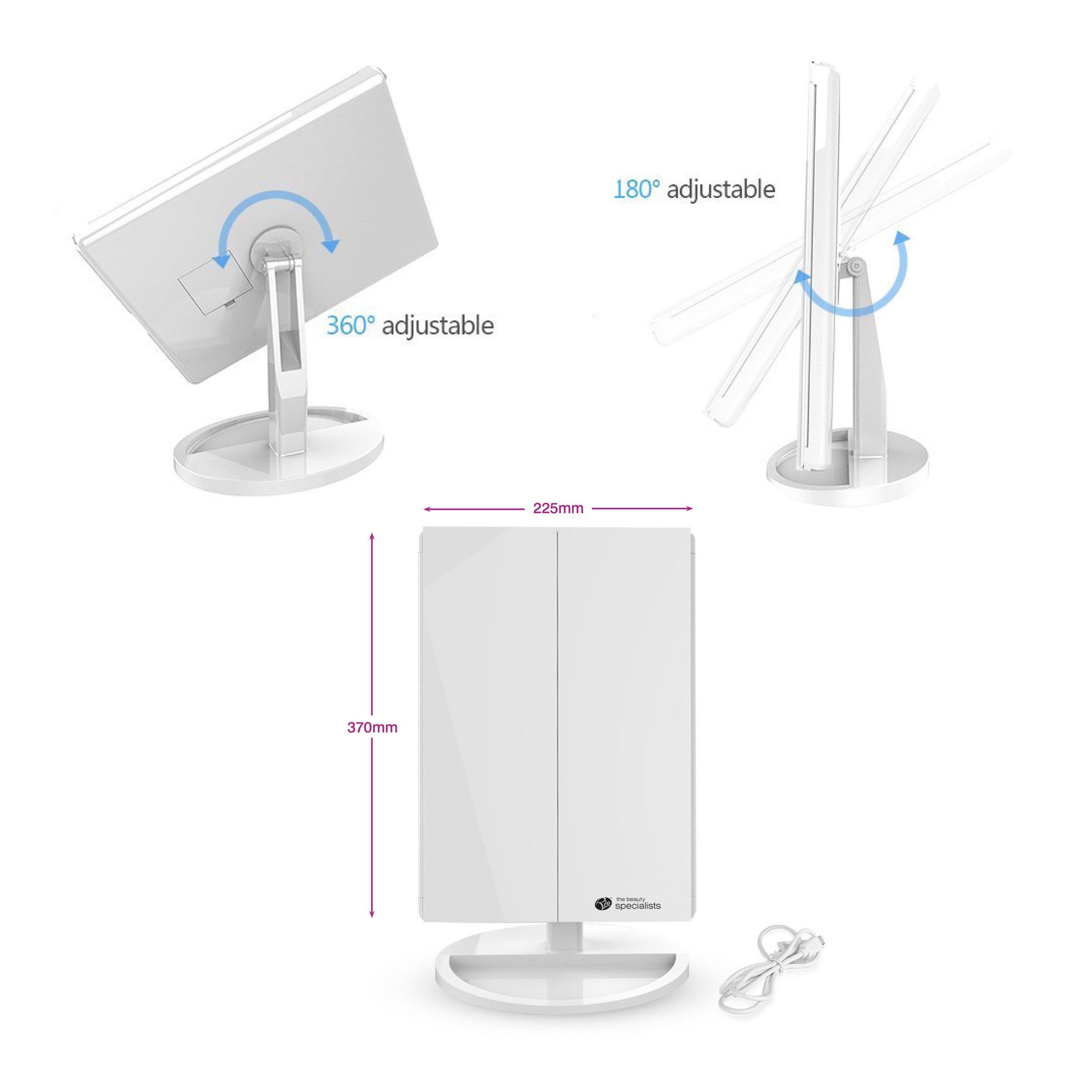 White - Rio - Full Size LED Makeup Mirror 1x 3x 5x & 10x Mag - 3