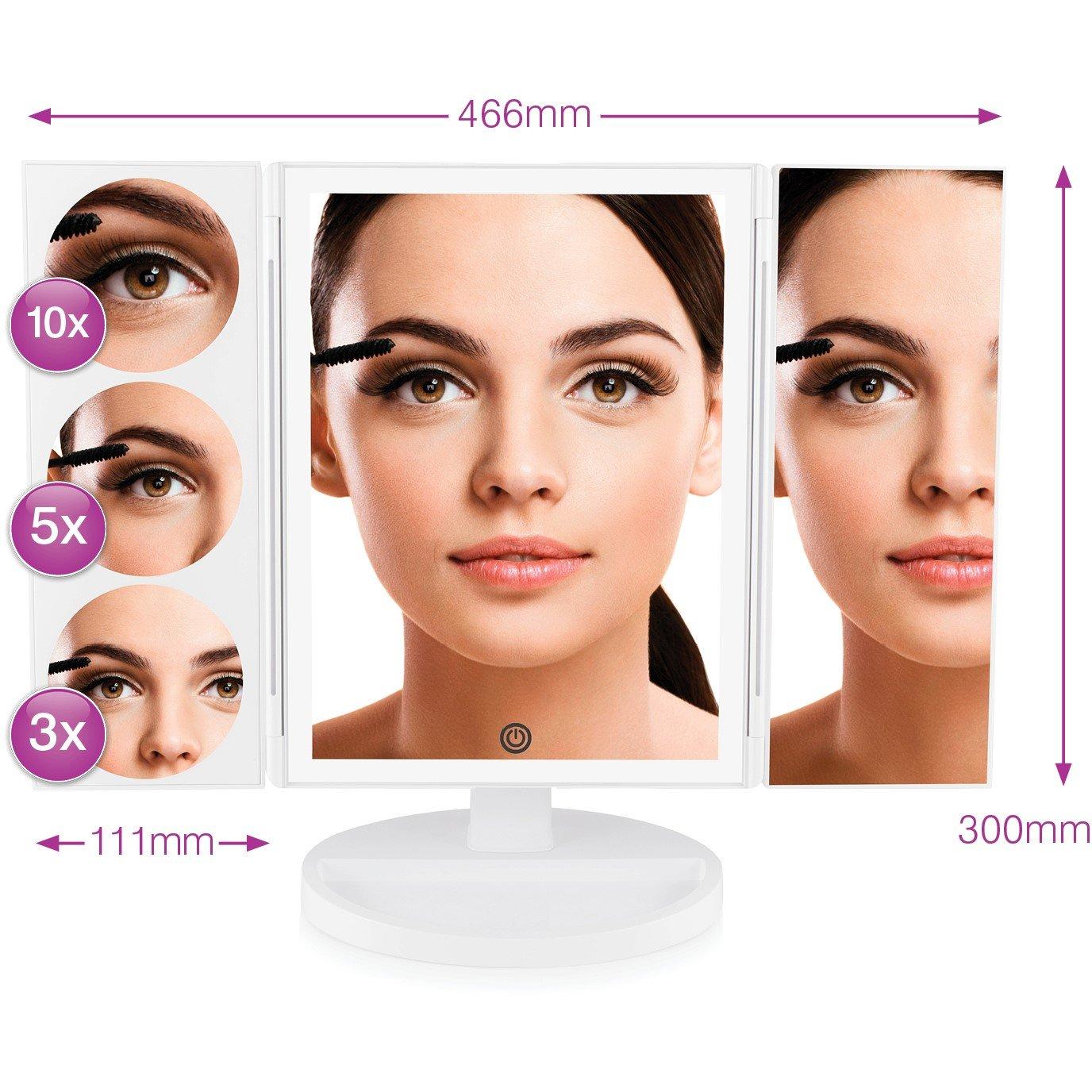 White - Rio - Full Size LED Makeup Mirror 1x 3x 5x & 10x Mag - 8