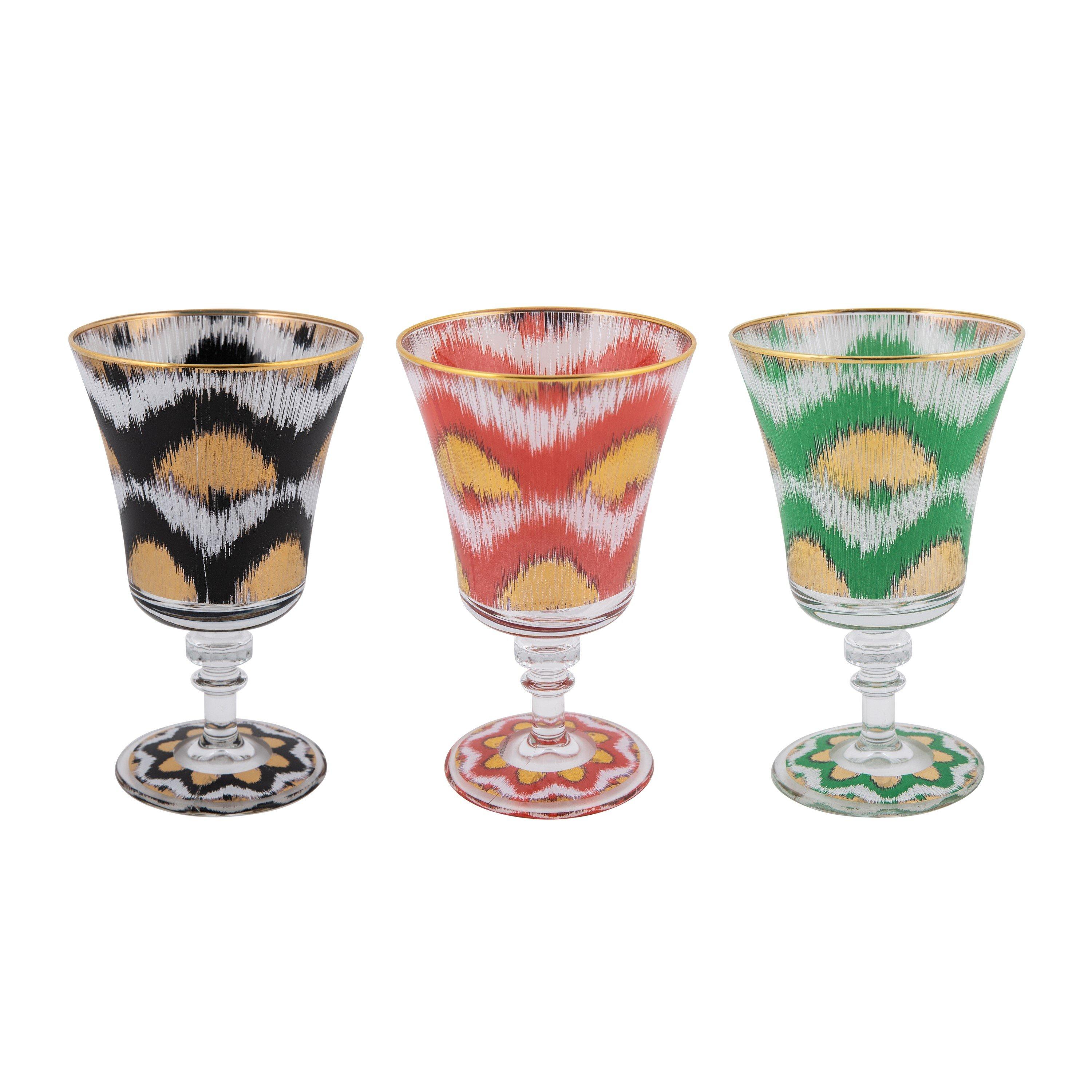 Green - Les Ottomans - LesOttomans Ikat Wine Goblet - 2