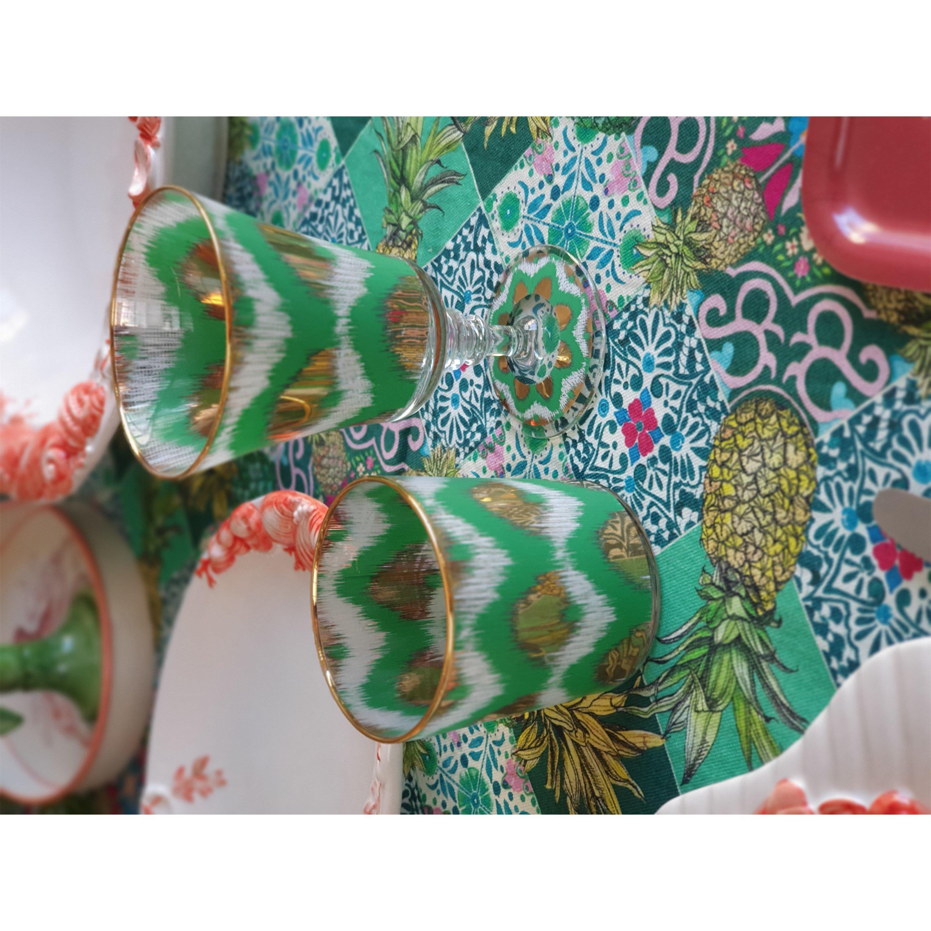 Green - Les Ottomans - LesOttomans Ikat Wine Goblet - 3