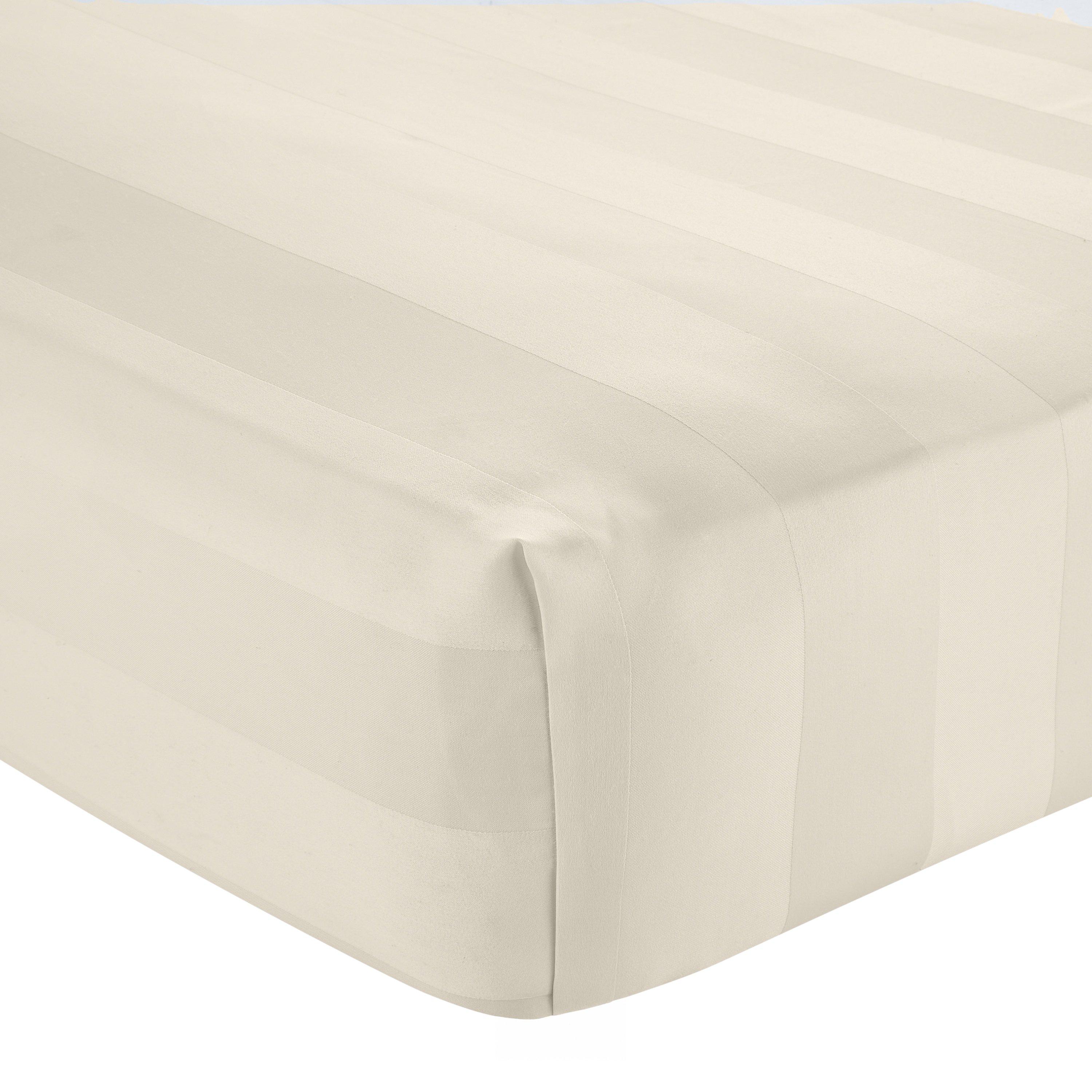 Cream - Catherine Lansfield - Soft Satin Stripe Flat and Fitted Sheets - 3