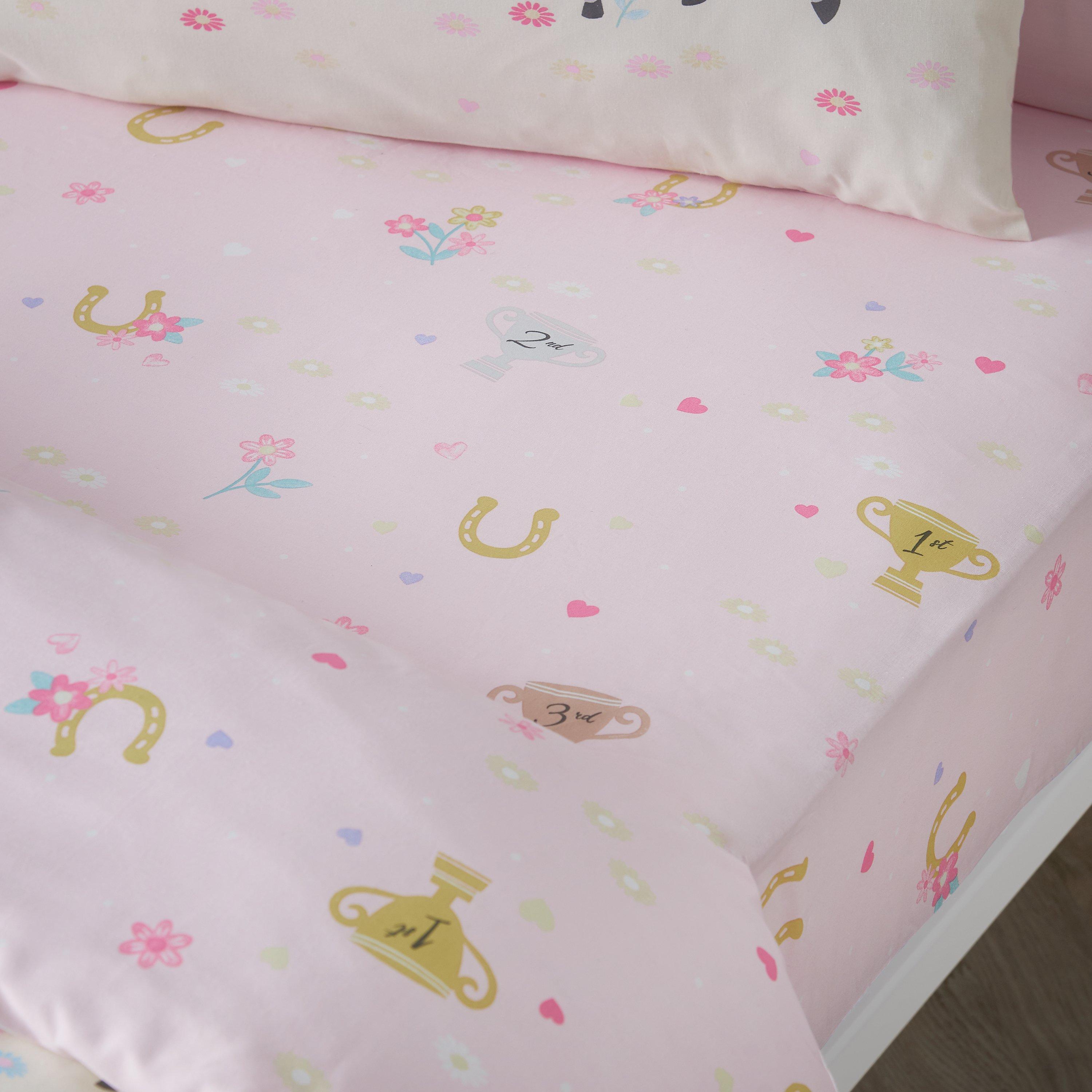 Pink - Catherine Lansfield Kids - Happy Horses Flat and Fitted Sheets - 1