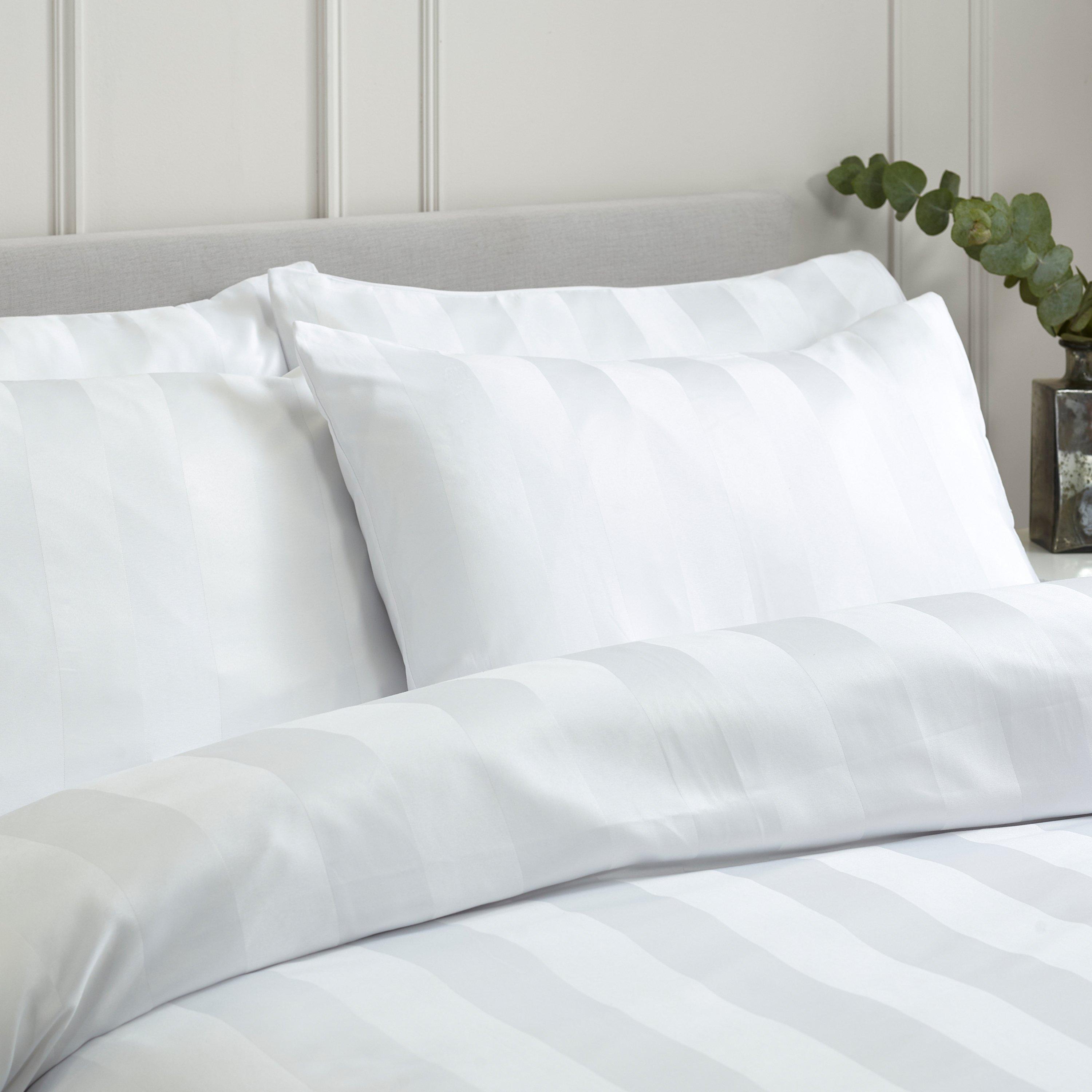 Catherine Lansfield  White Soft Satin Stripe Pillowcases - Standard