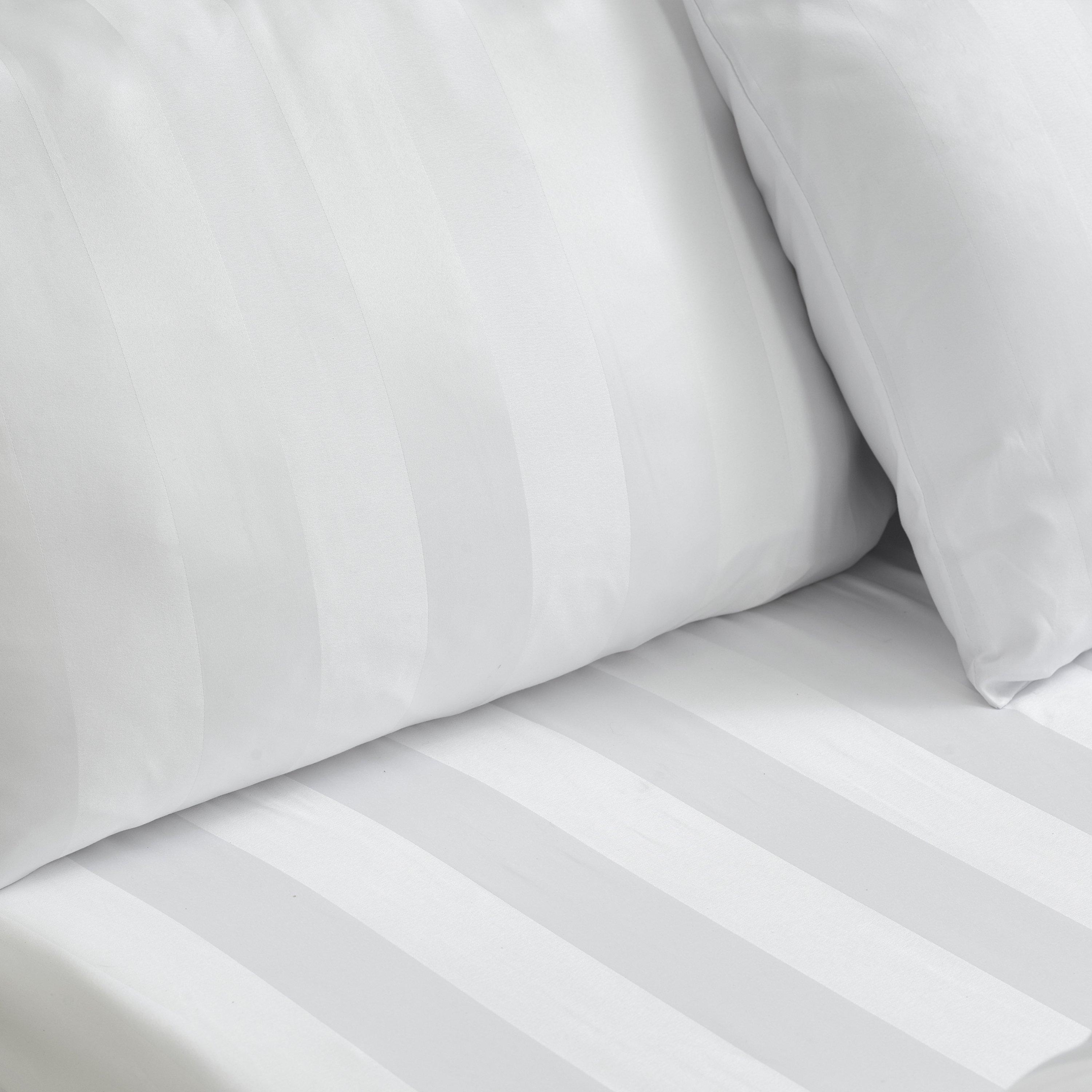 White - Catherine Lansfield - Soft Satin Stripe Pillowcases - 2