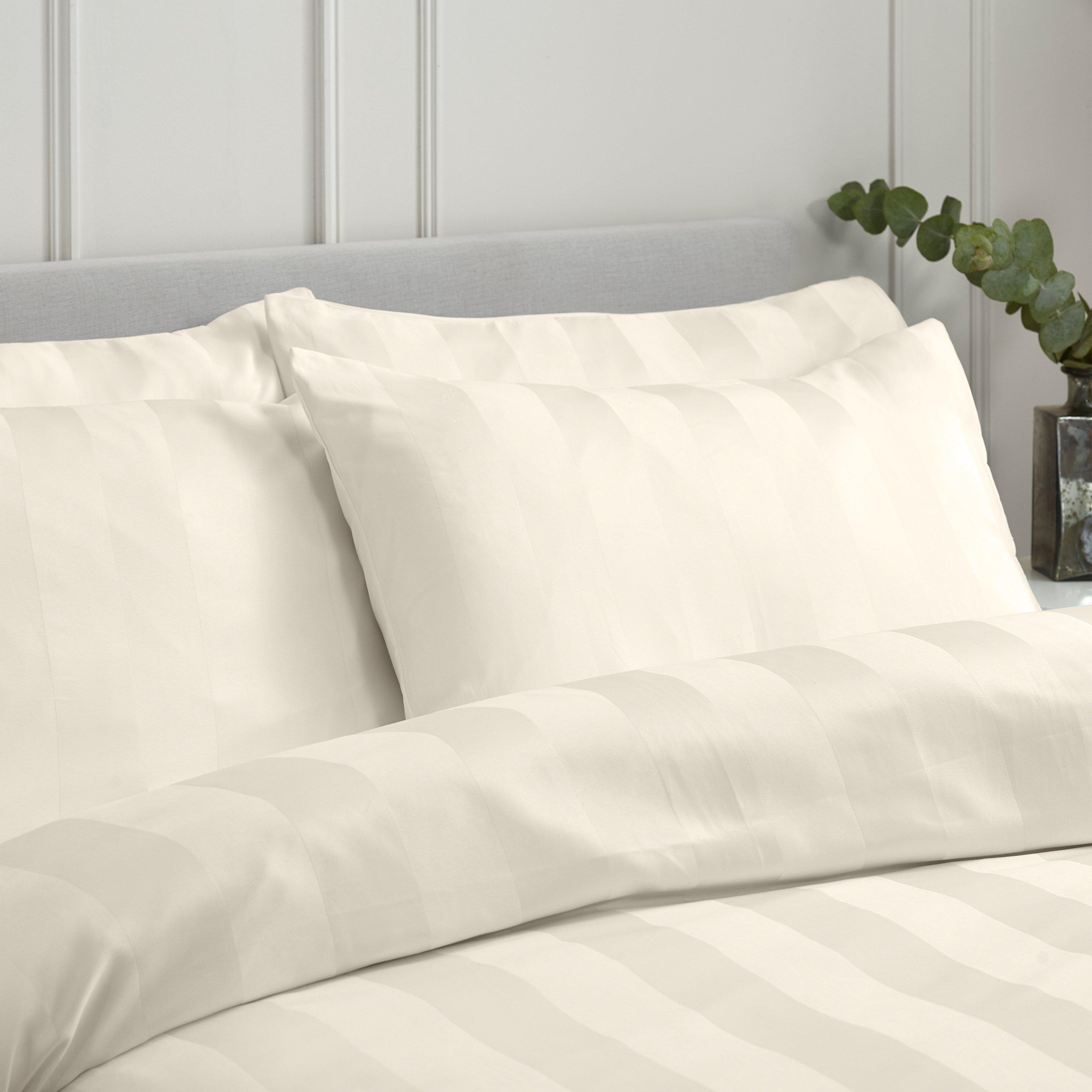 Catherine Lansfield  Cream Soft Satin Stripe Pillowcases - Standard