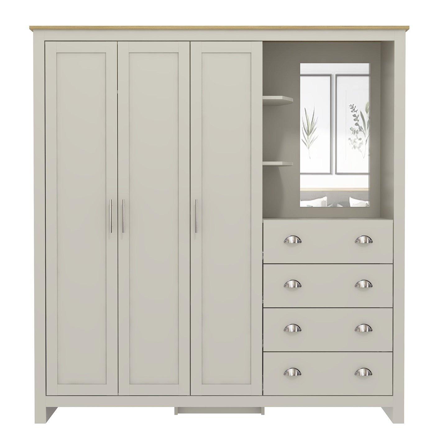 Grey - Jack Wills - Lancaster 4 Drawer Wardrobe Combi Unit - 2