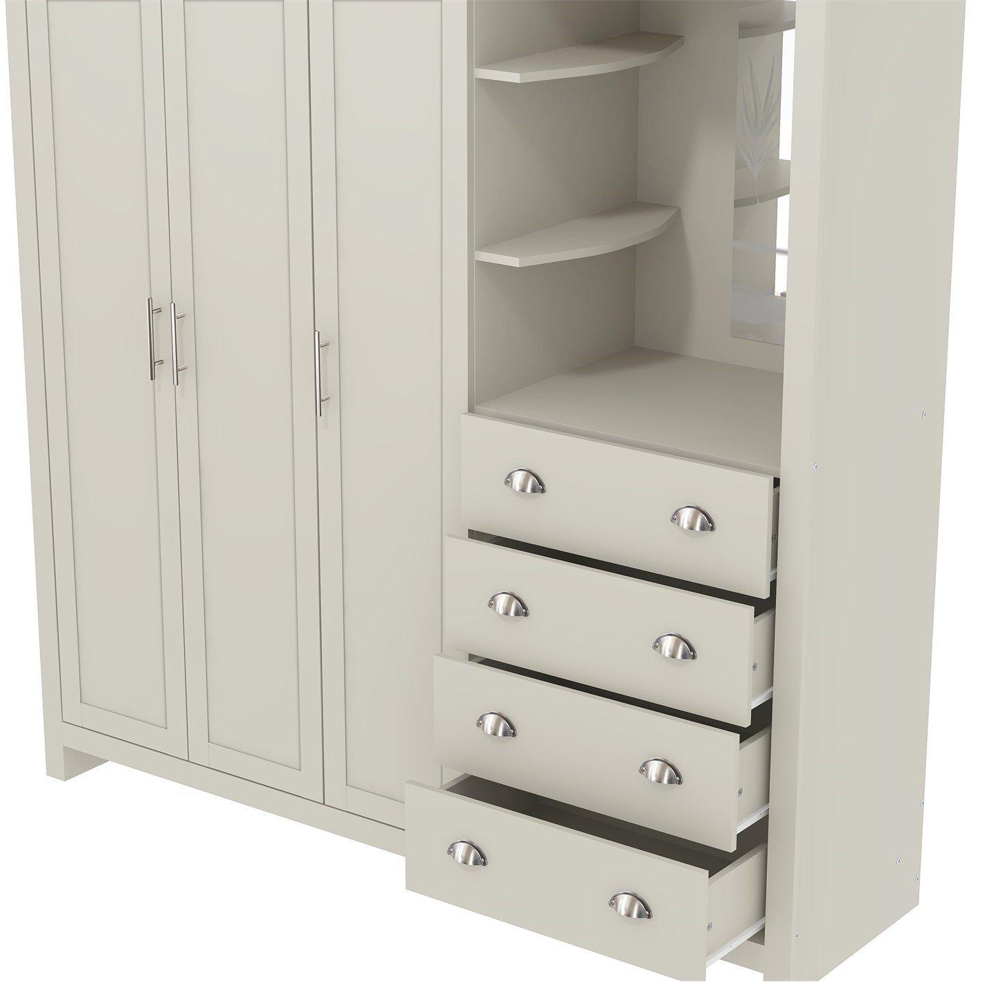 Grey - Jack Wills - Lancaster 4 Drawer Wardrobe Combi Unit - 5
